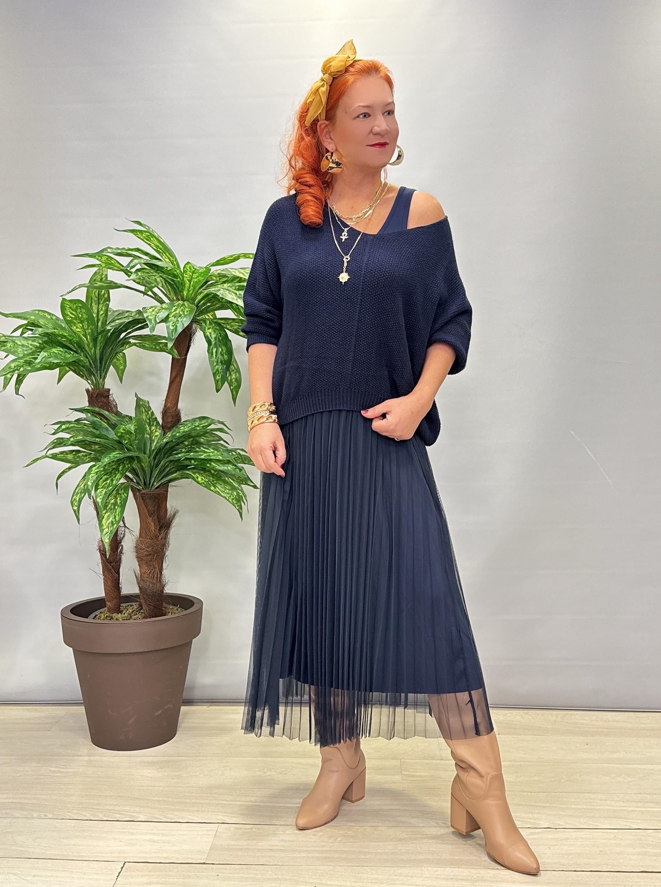 1785 Merserize Trikolu Elbise Lacivert