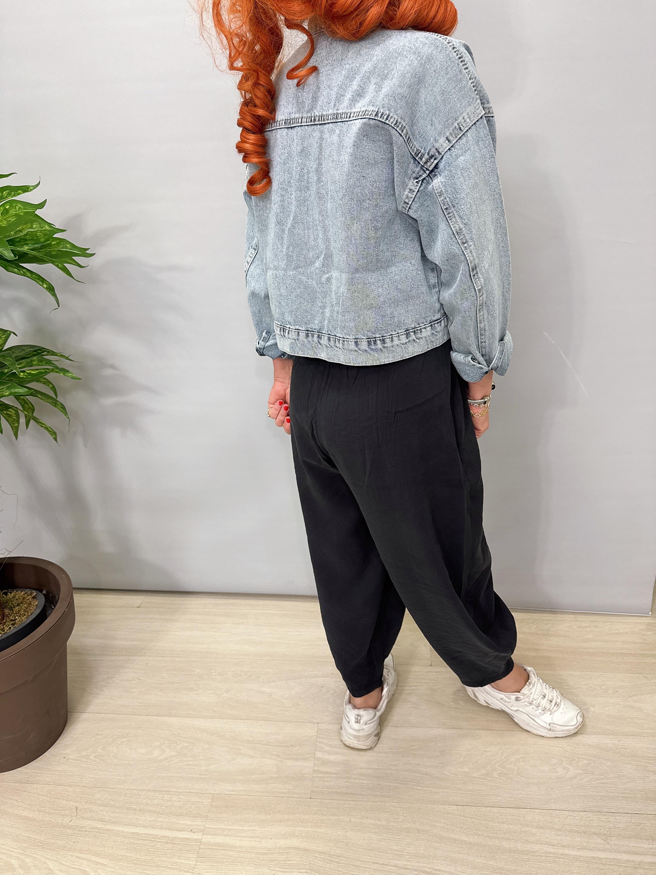 1874 Taşlı Kısa Kot Ceket Buz mavi 