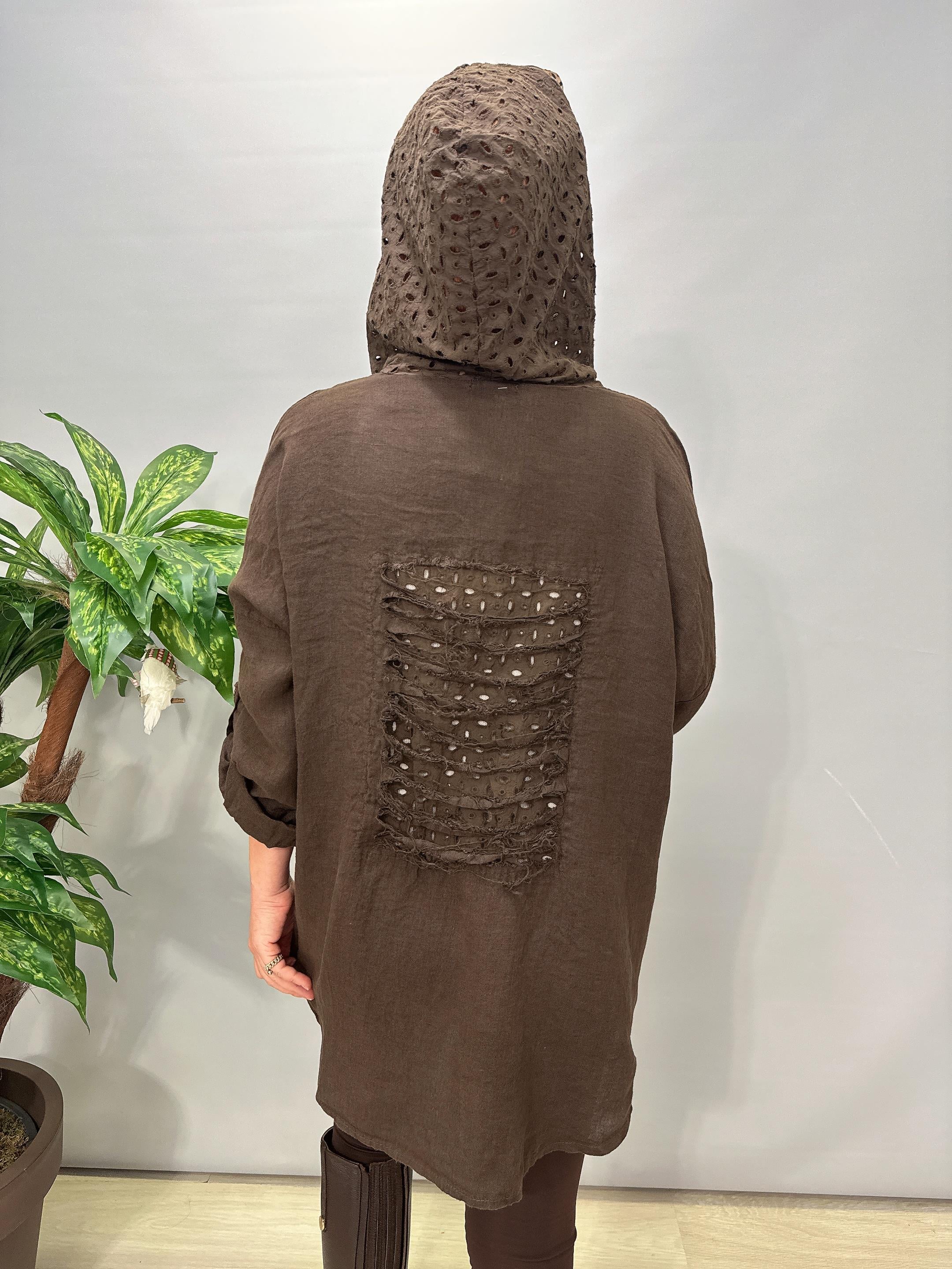 1935 Italyan Pamuk Keten Ceket Acı Kahve