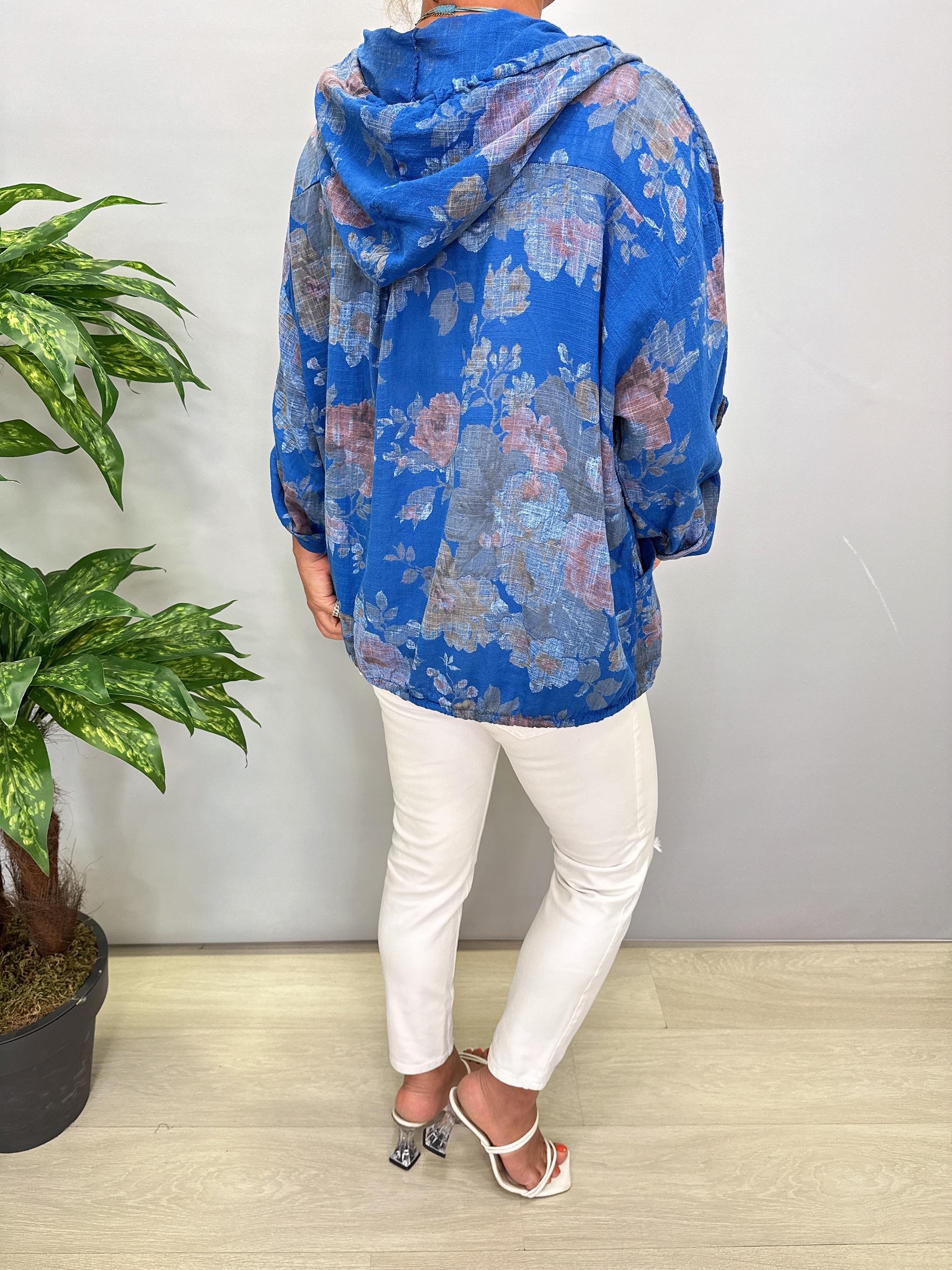 2088 Italyan Pamuklu Fermuarlı Mevsimlik Ceket Saks Mavi