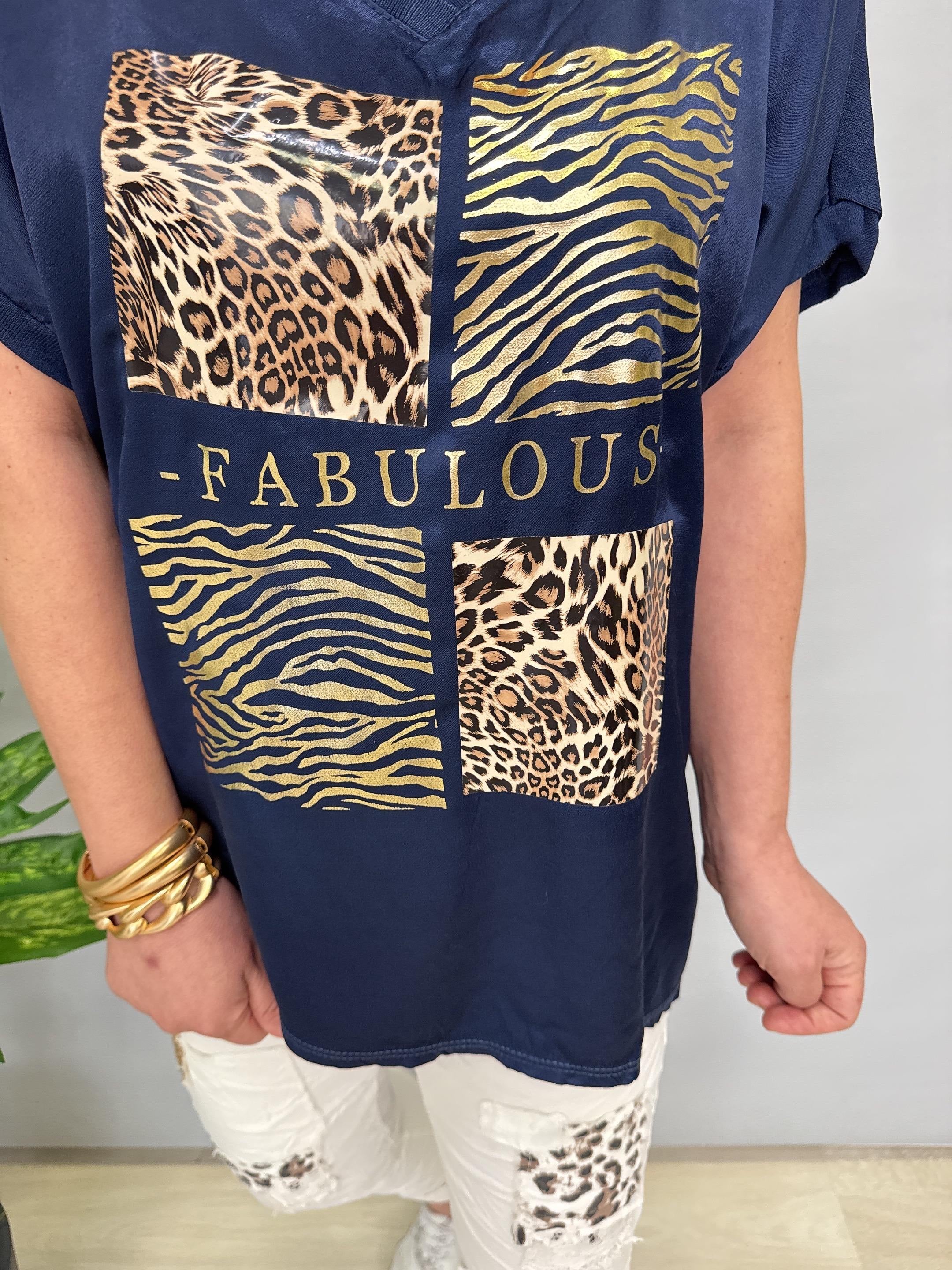 MNS 21191 İTALYAN LEOPAR DETAY BLUZ LACİVERT