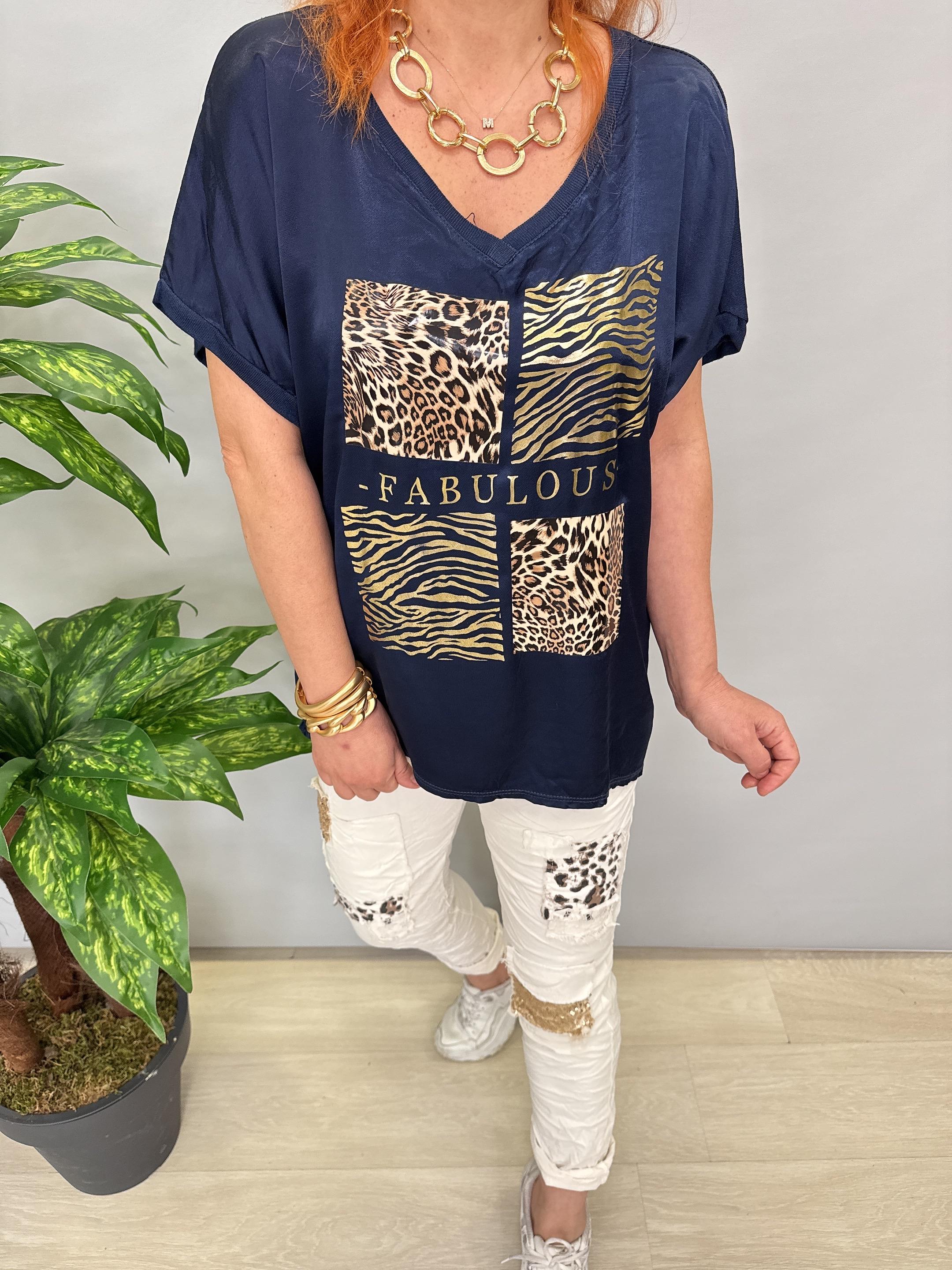 MNS 21191 İTALYAN LEOPAR DETAY BLUZ LACİVERT