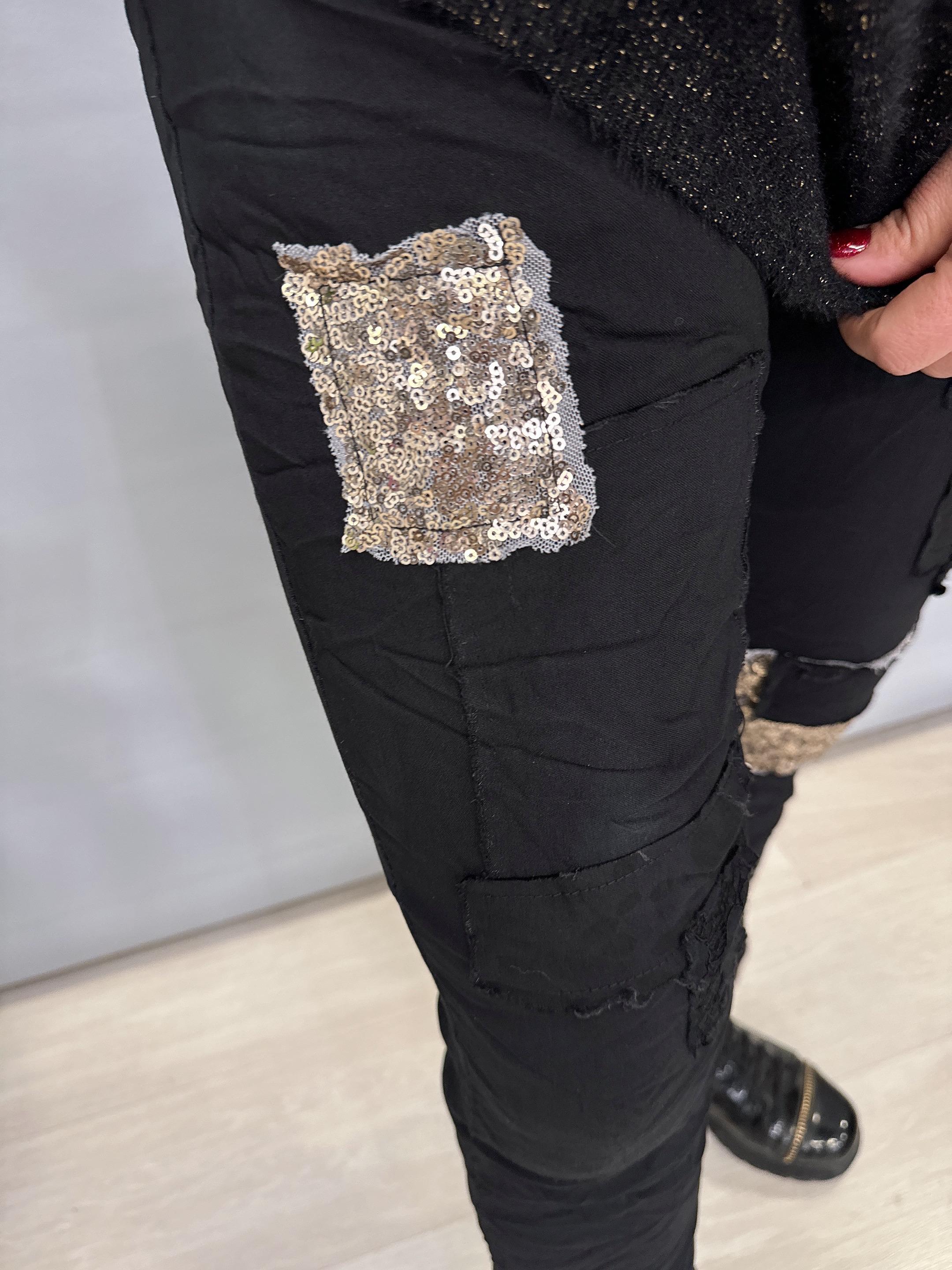 MNS 21191 İTALYAN PAYET DETAY PANTOLON 38-44 BEDENE  UYGUN SİYAH