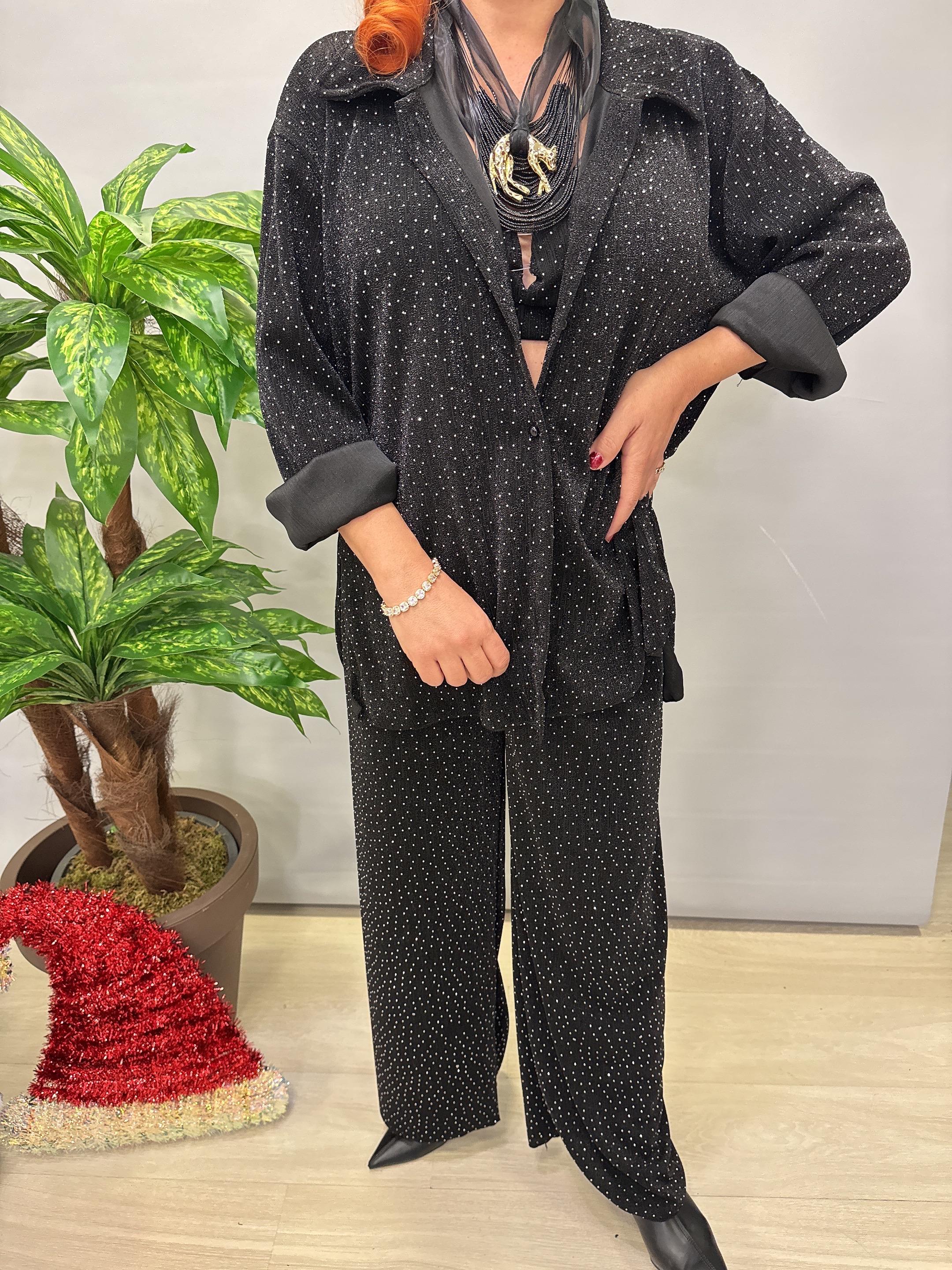 2120 3lü Takım Işıltılı Siyah