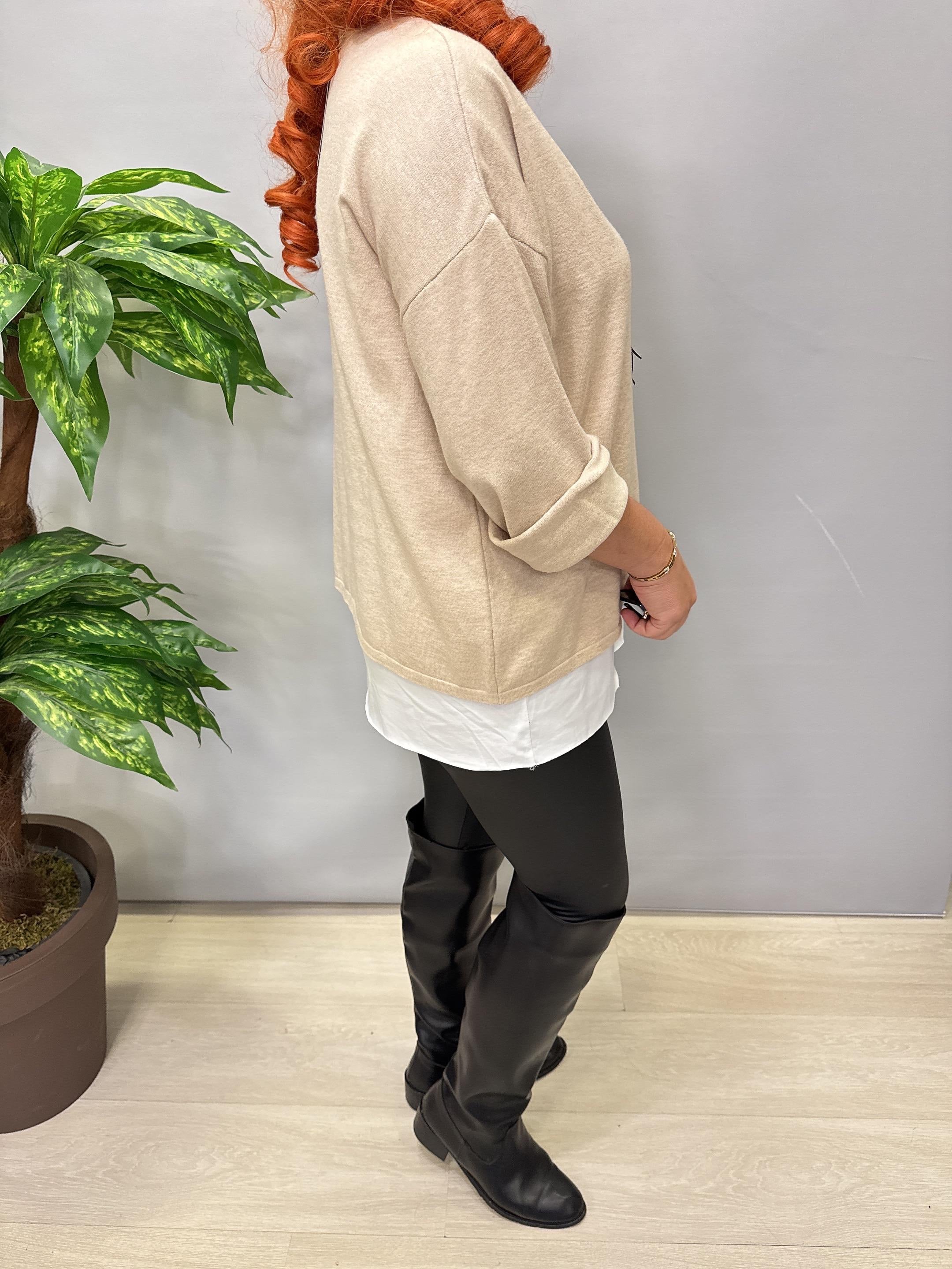 2121 Italyan Triko Bluz (KOLYE HEDİYELİ ) Taş