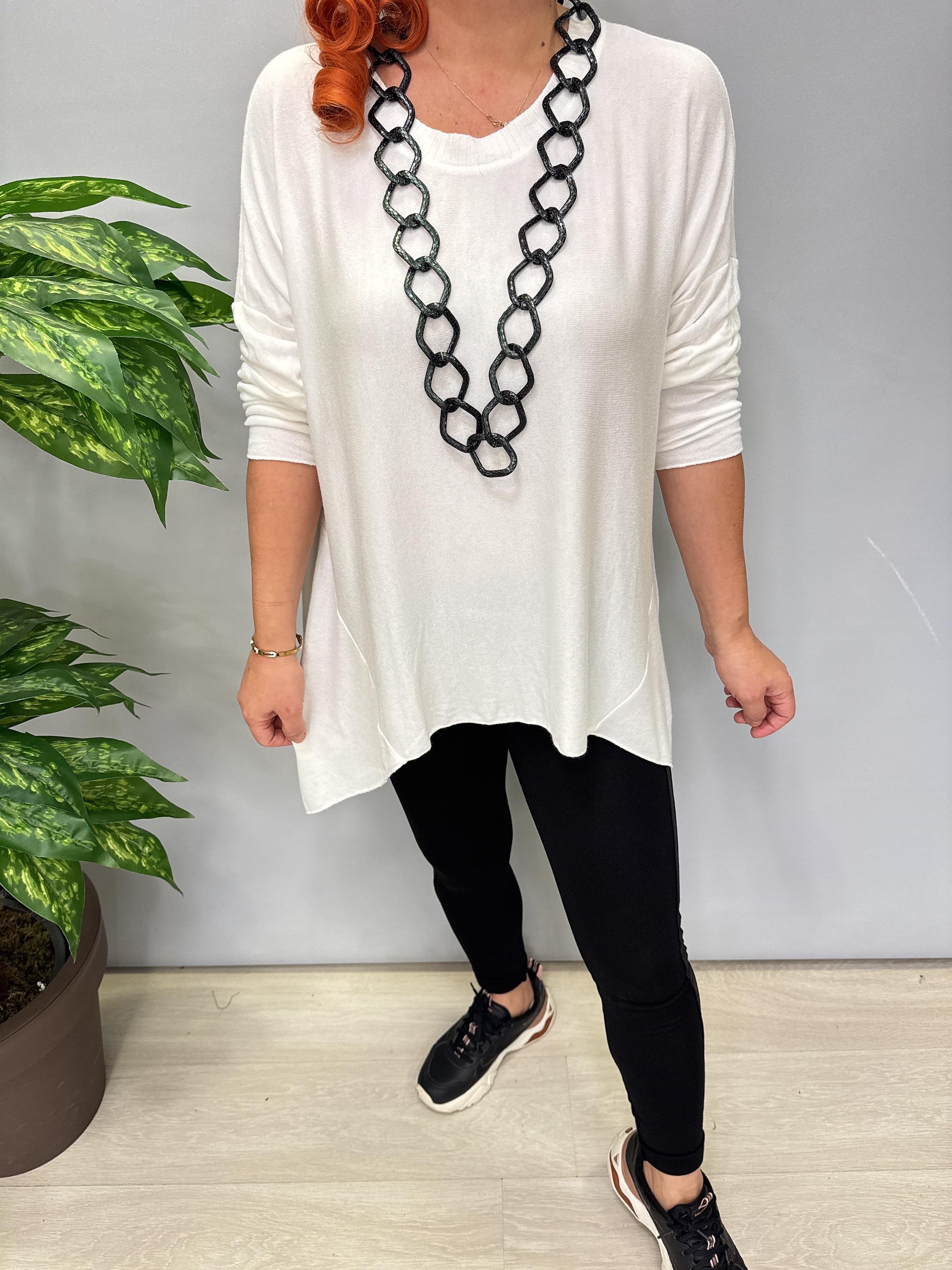 2121 Italyan Tunik Triko Bluz Ekru 