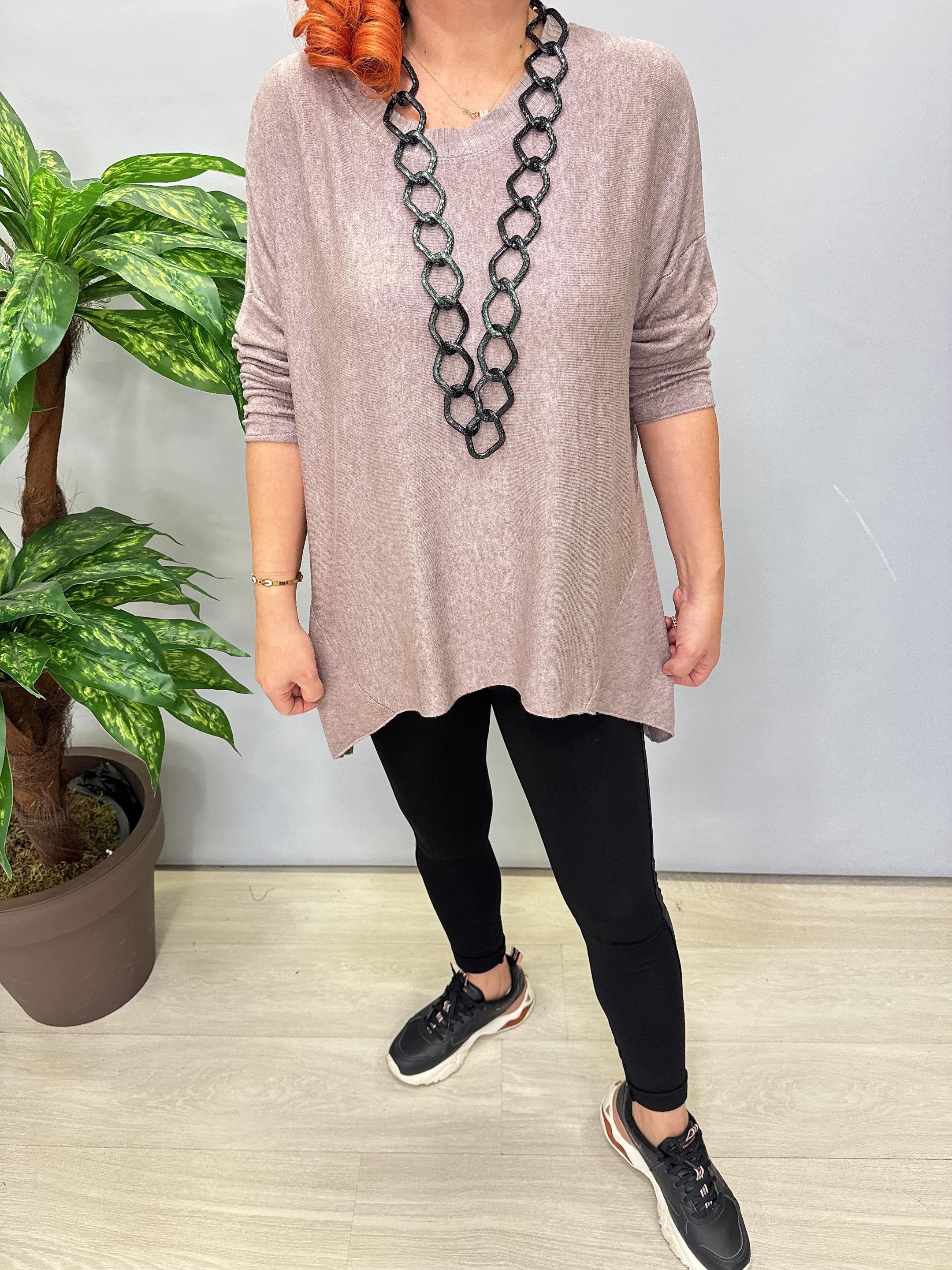 2121 Italyan Tunik Triko Bluz Vizon