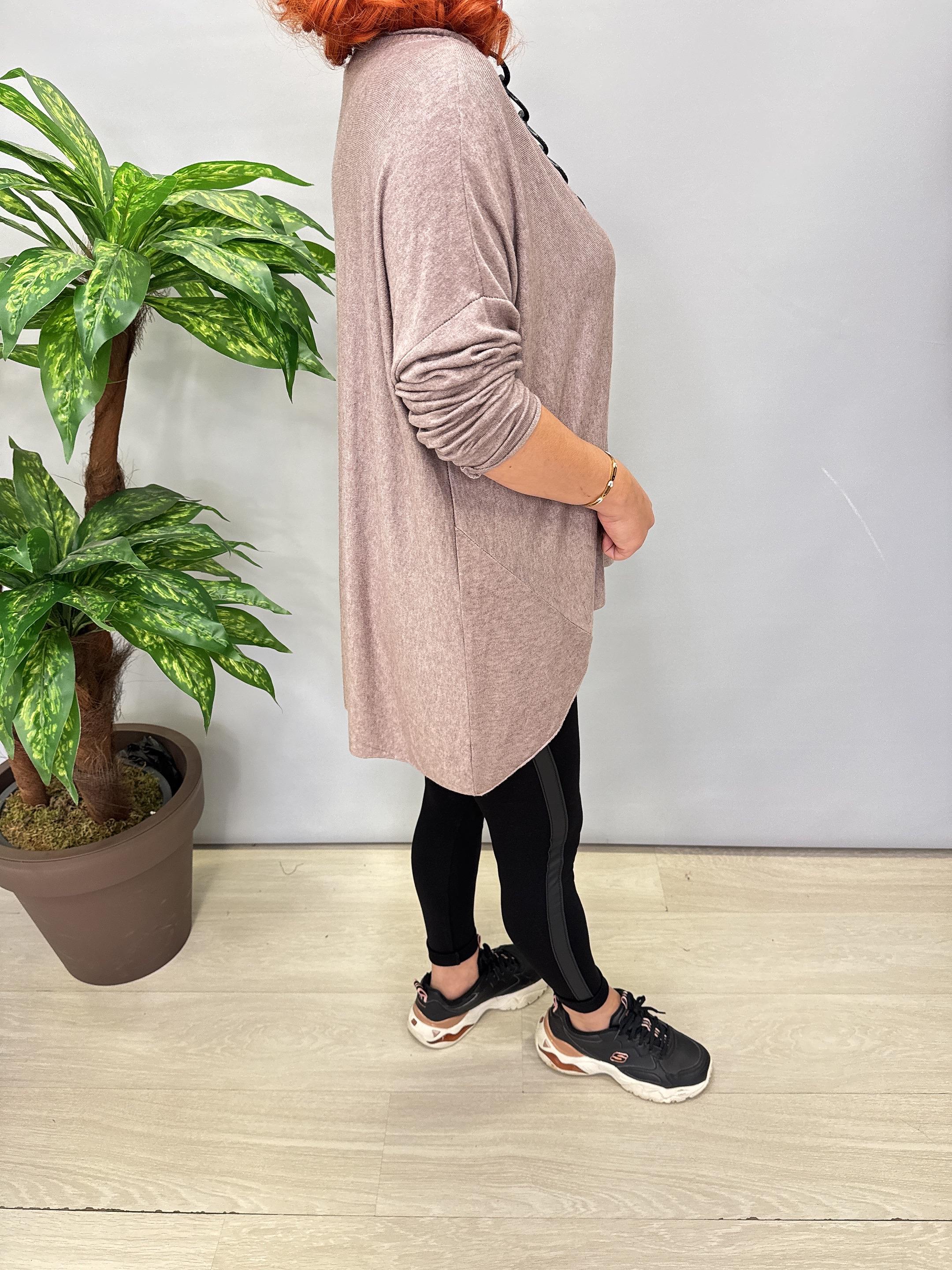 2121 Italyan Tunik Triko Bluz Vizon