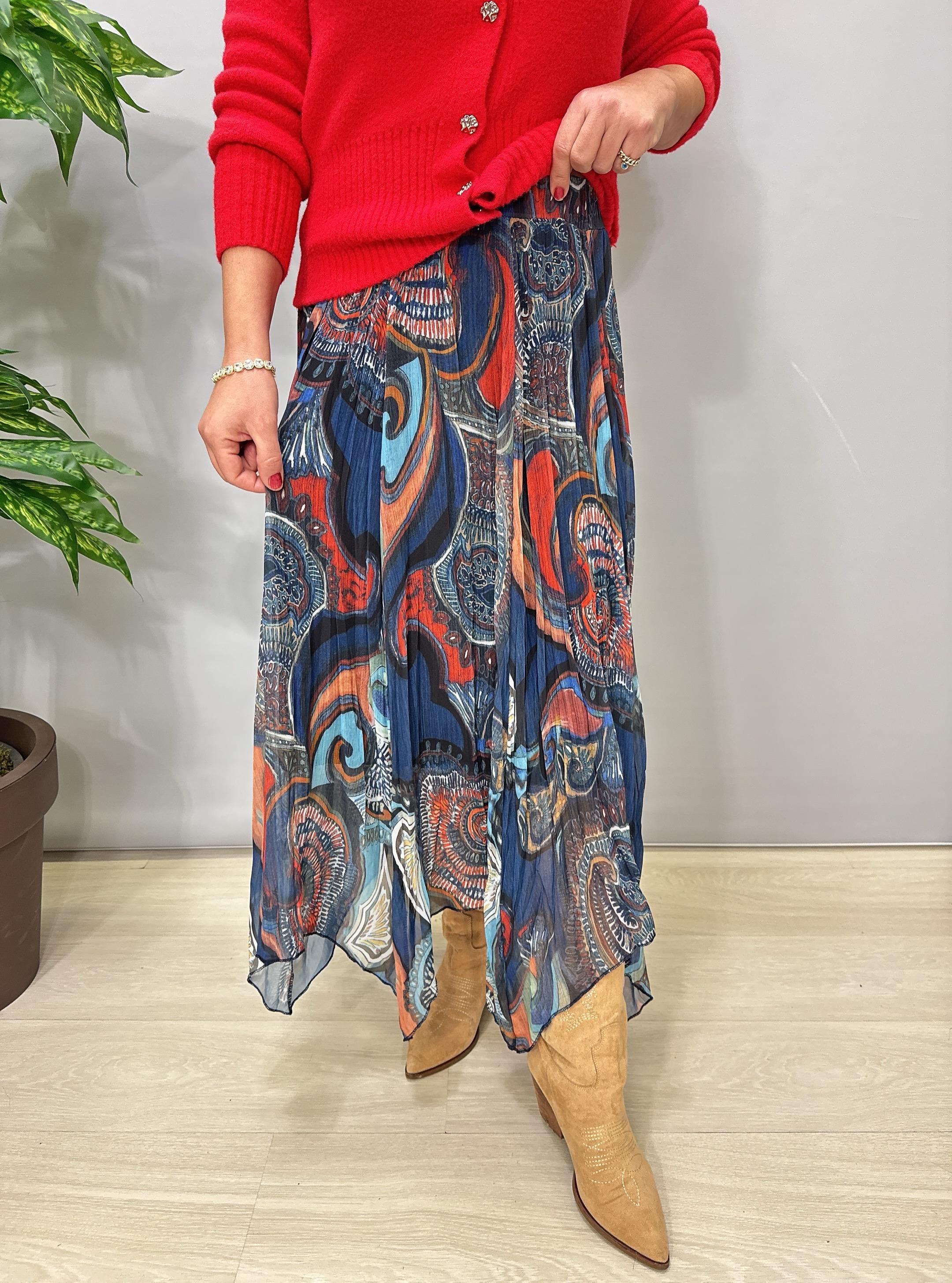 2126 Asimetrik Tül Etek Desenli