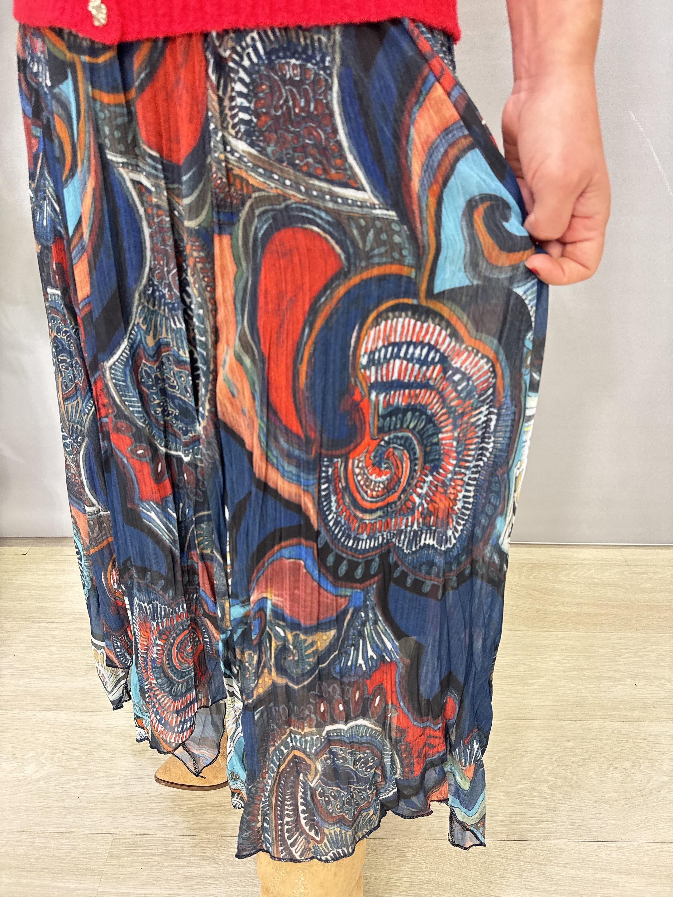 2126 Asimetrik Tül Etek Desenli