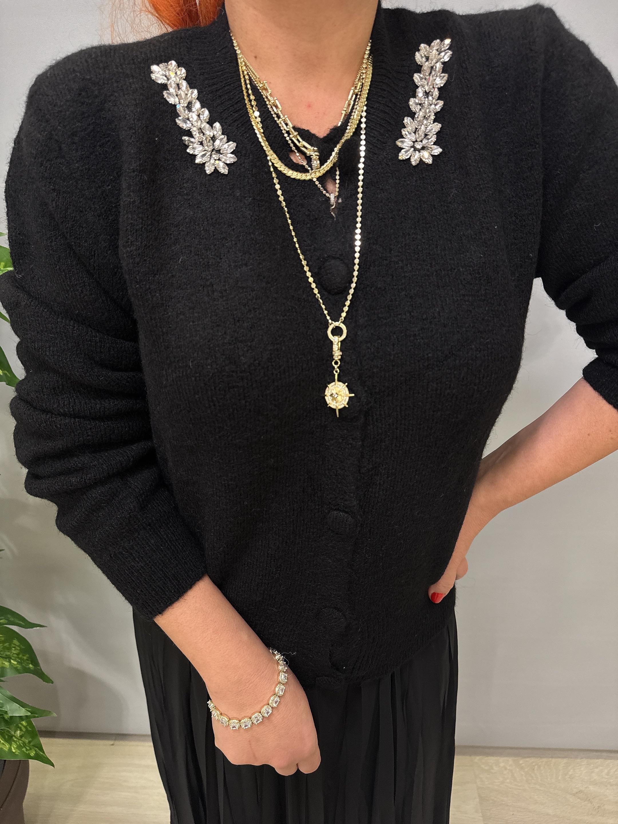 2126 Taş Detaylı Hırka / Bluz  Siyah