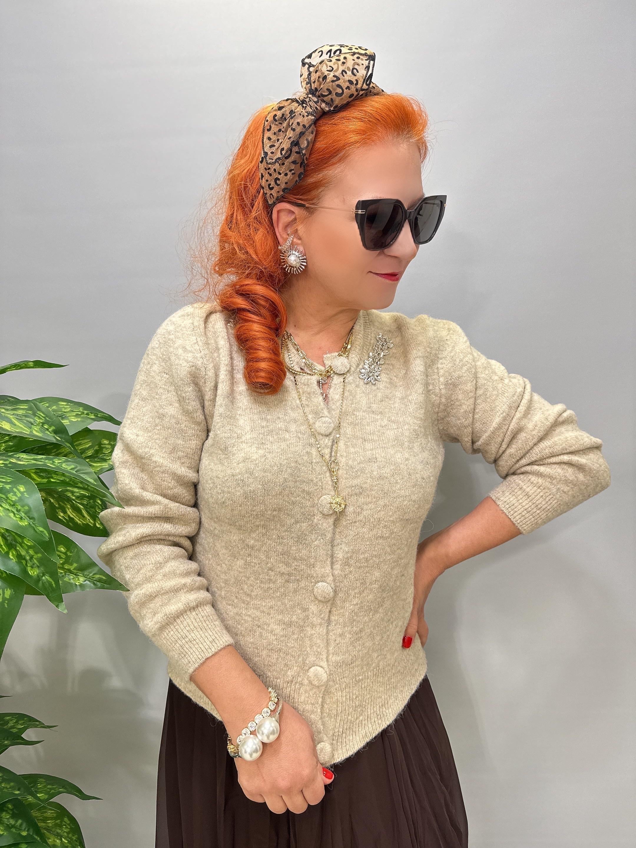 2126 Taş Detaylı Hırka / Bluz  Taş