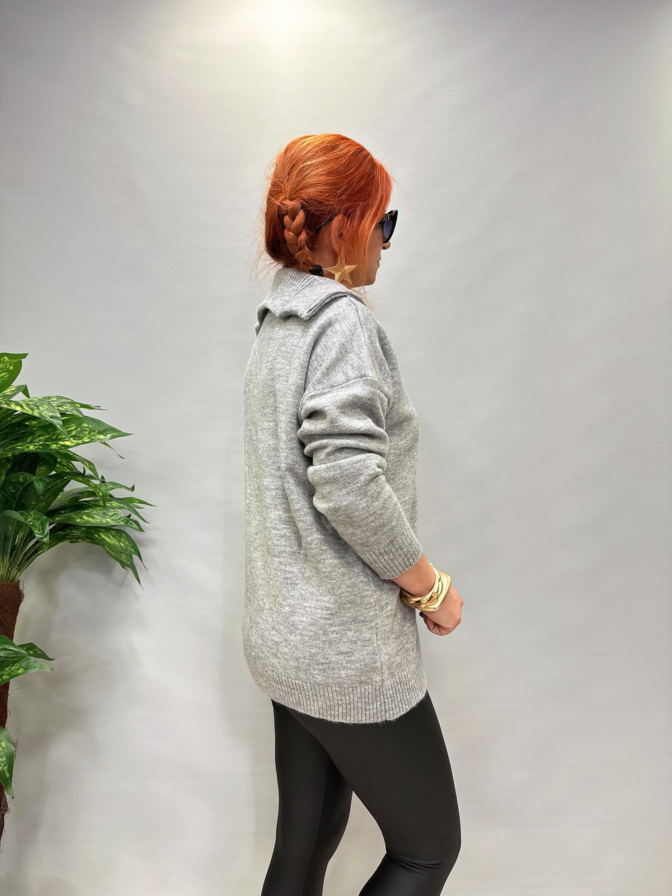 21745 YAKA FERMUAR ESNEK KAZAK GRİ