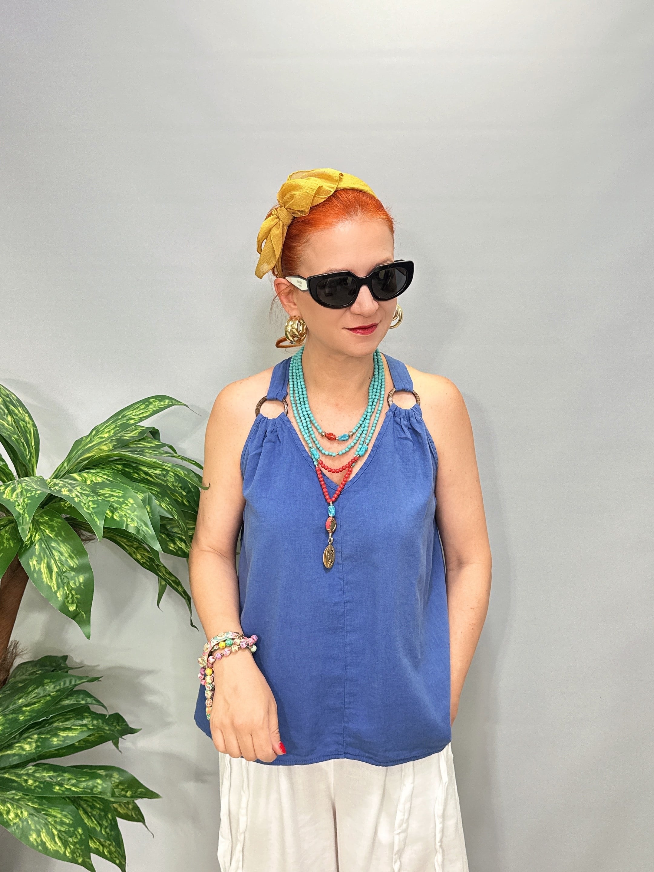 2205 Capri kod Pamuklu Bluz Mavi