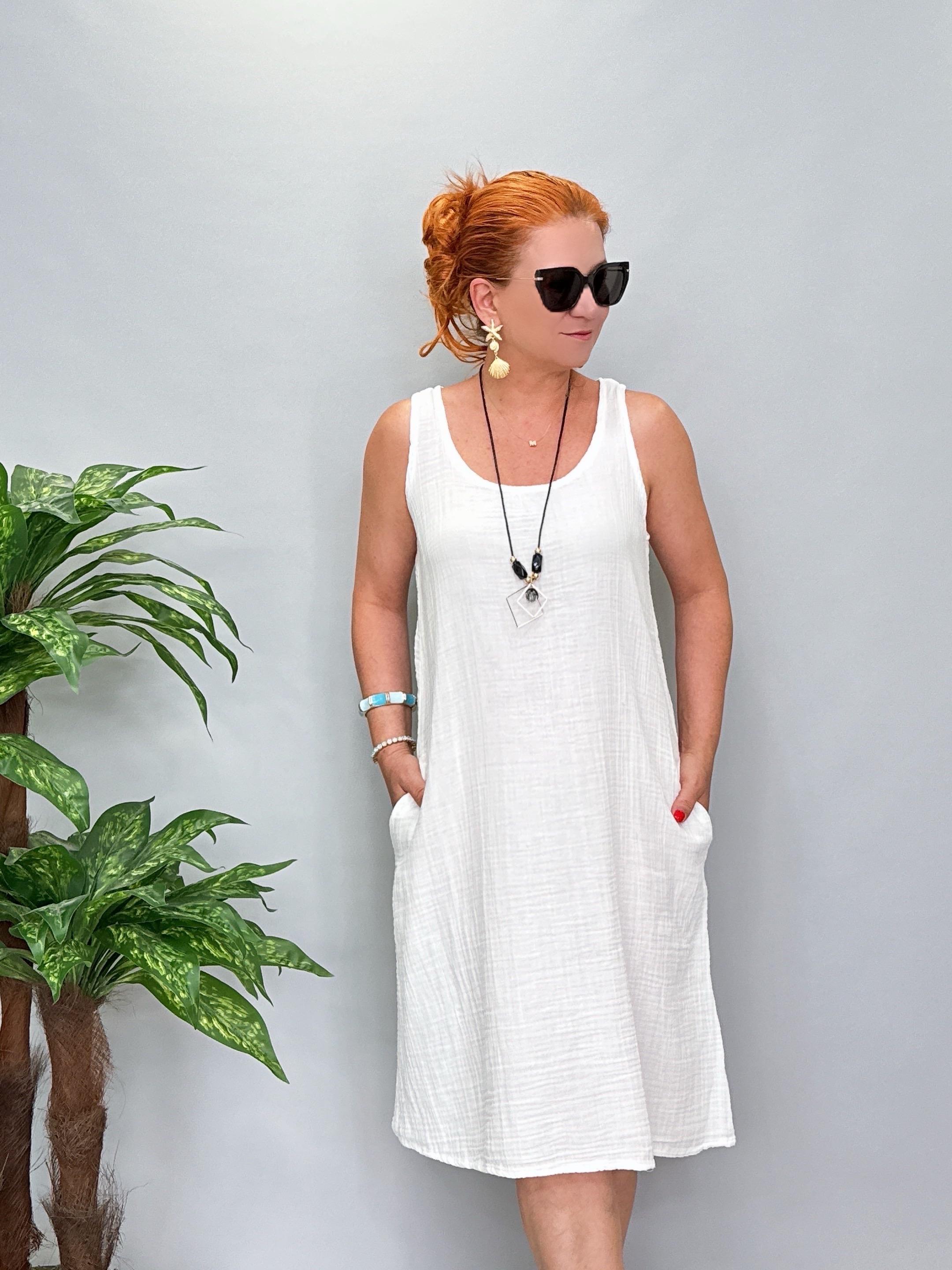 2260 Pamuklu Müslin Elbise Beyaz