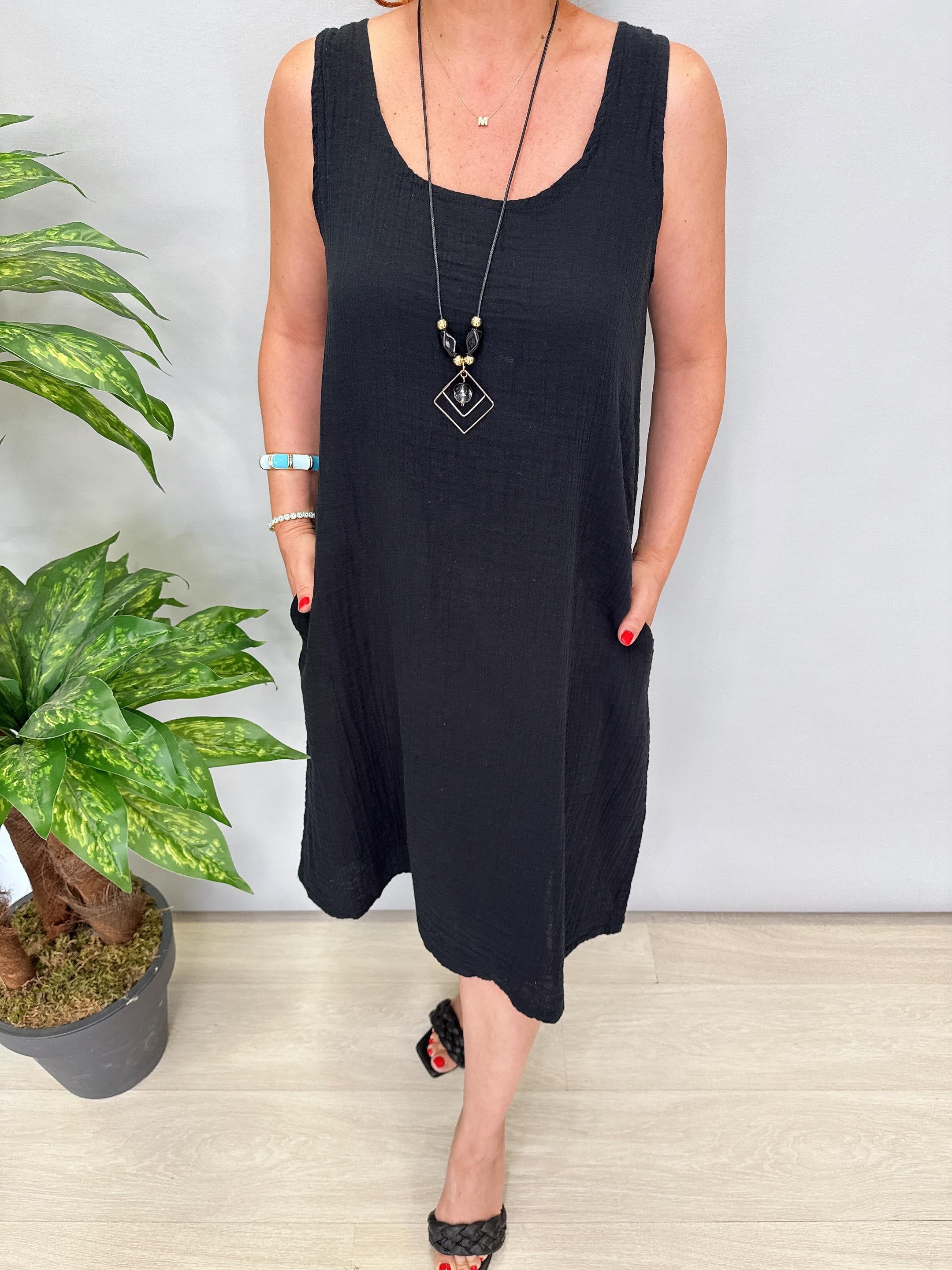 2260 Pamuklu Müslin Elbise Siyah