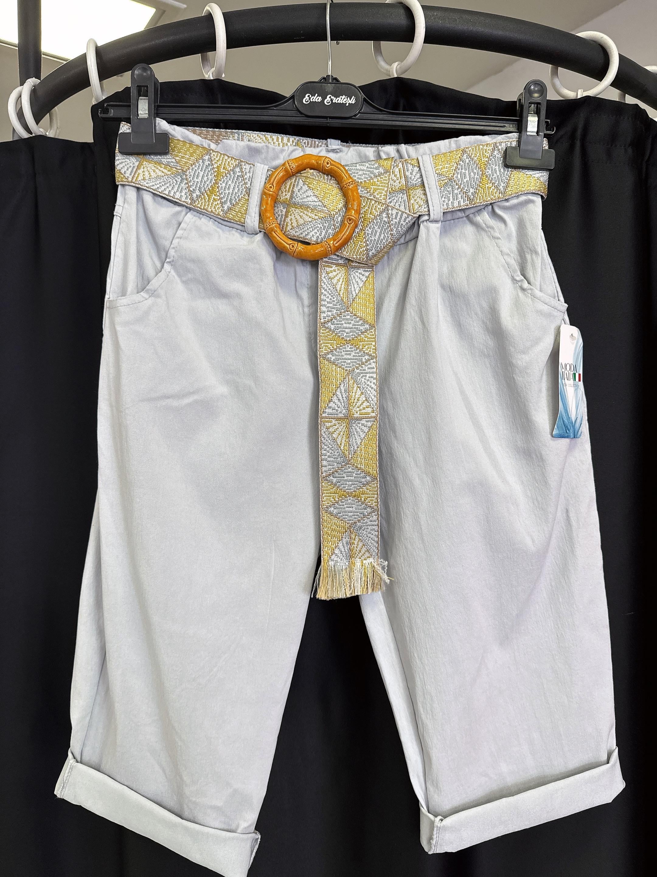 2266 Italyan Capri Pantolon Açık Gri