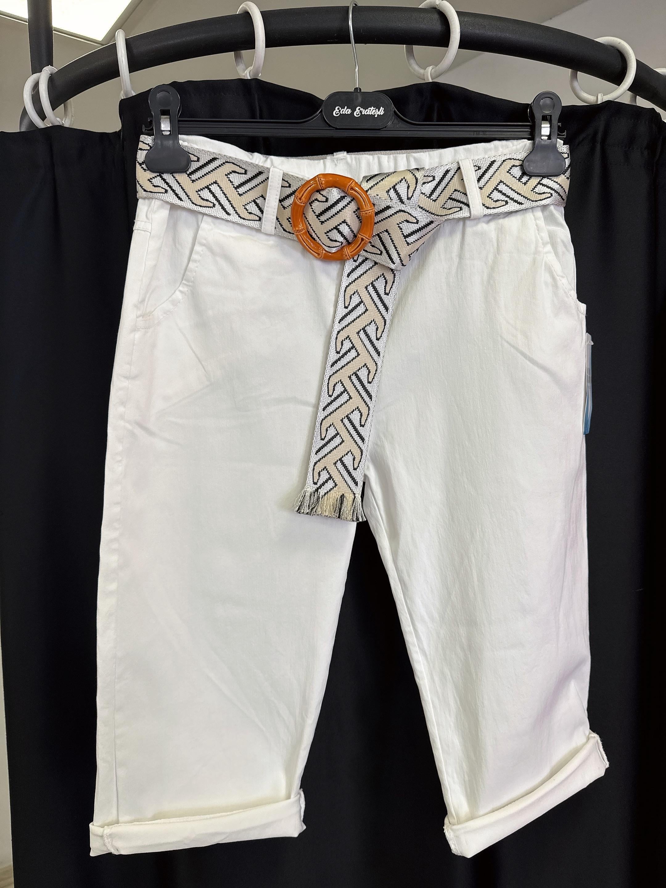 2266 Italyan Capri Pantolon Beyaz