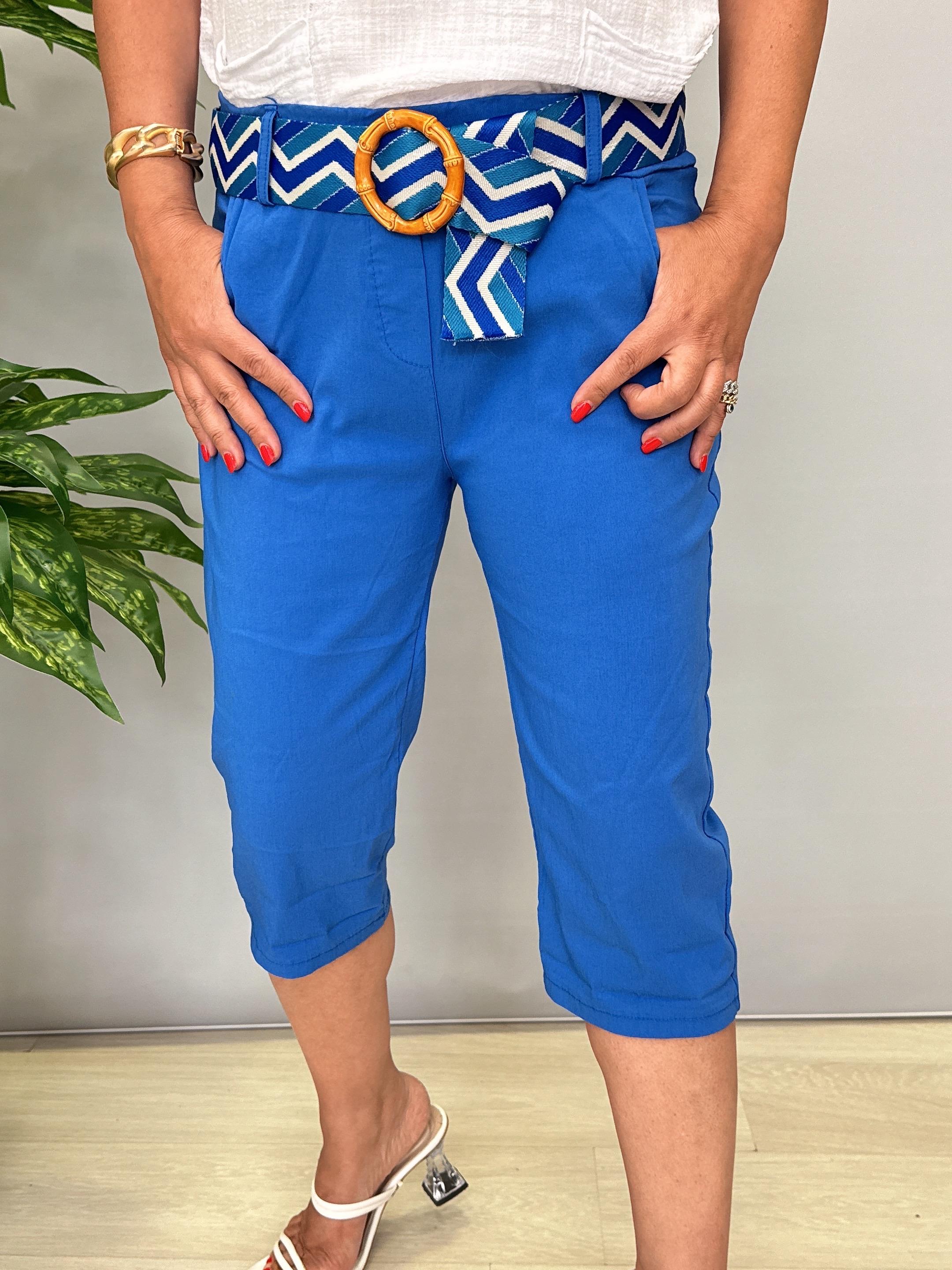 2266 Italyan Capri Pantolon Saks Mavi