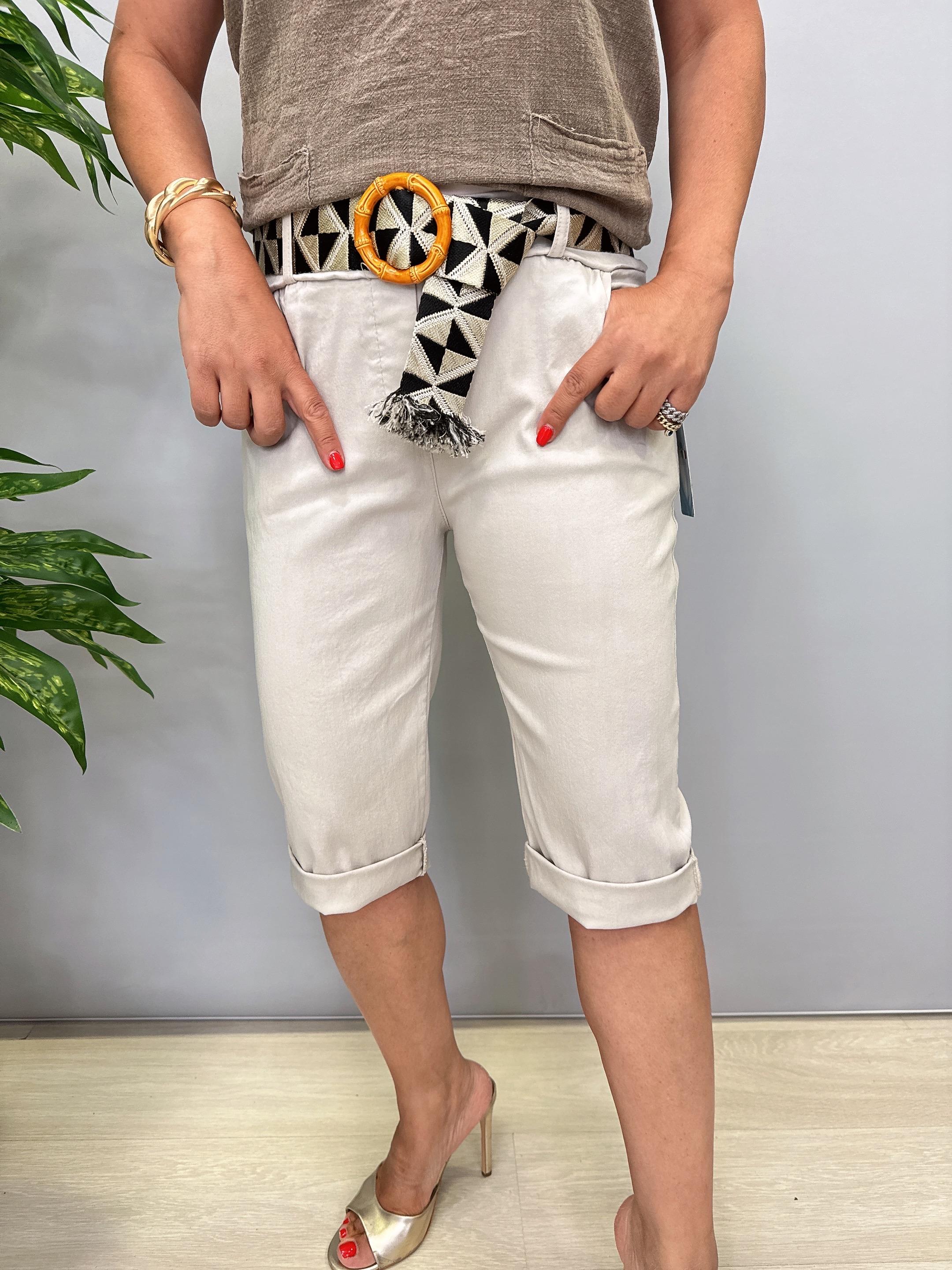 2266 Italyan Capri Pantolon Taş