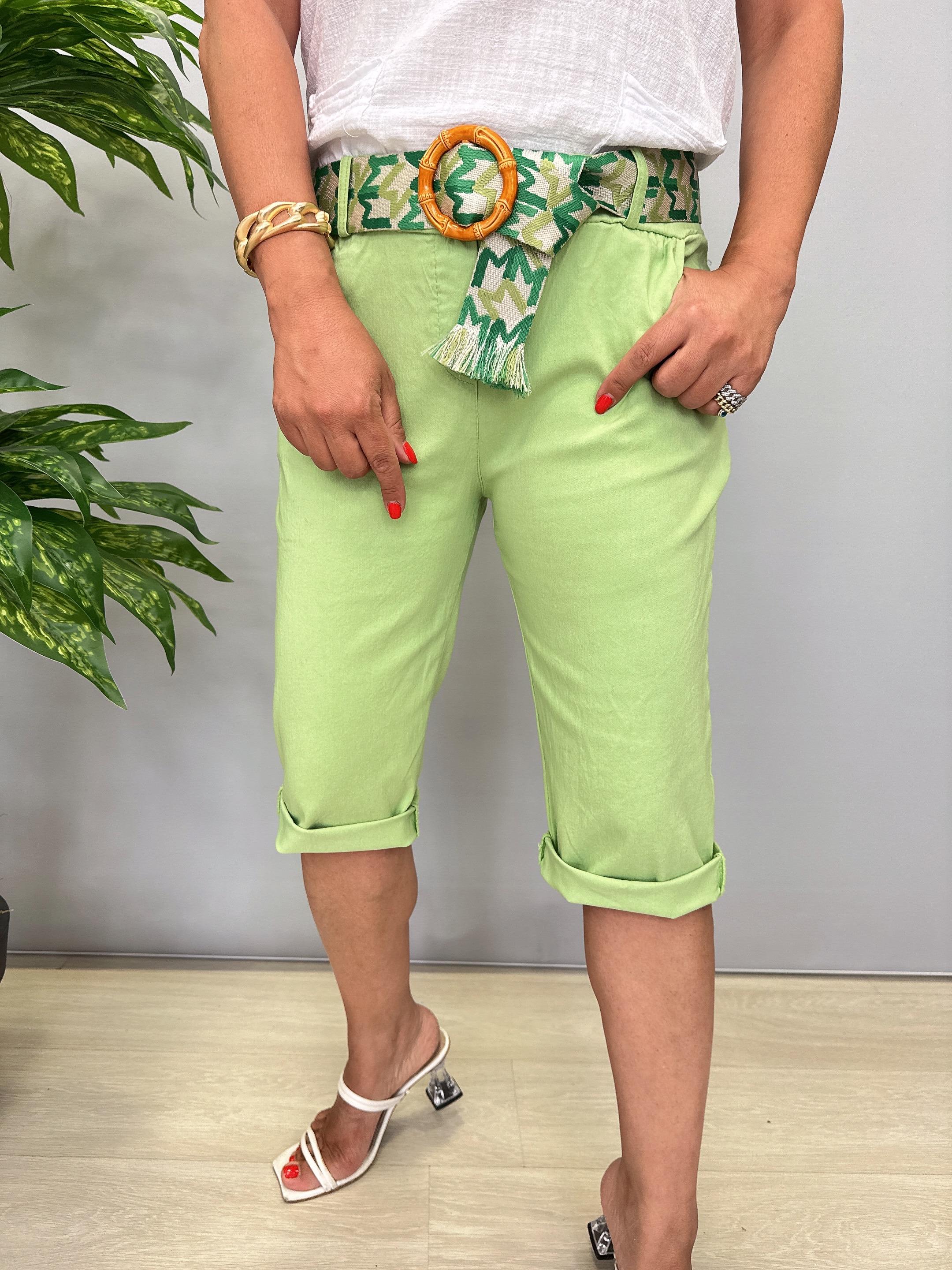 2266 Italyan Capri Pantolon Yeşil