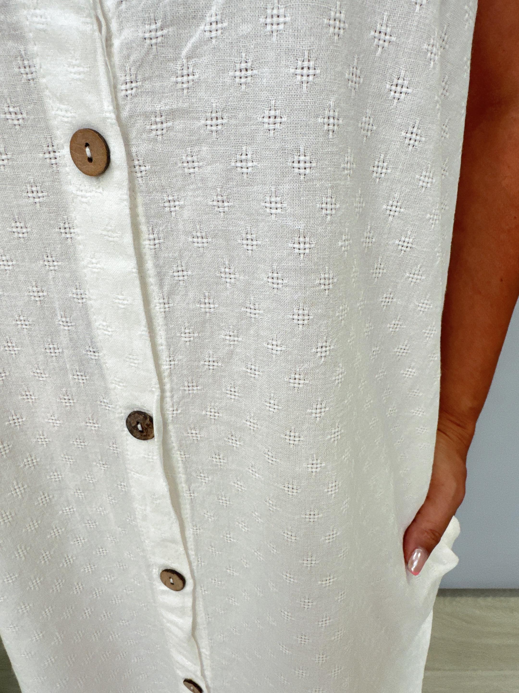 2288 Pamuklu Gömlek Elbise Beyaz