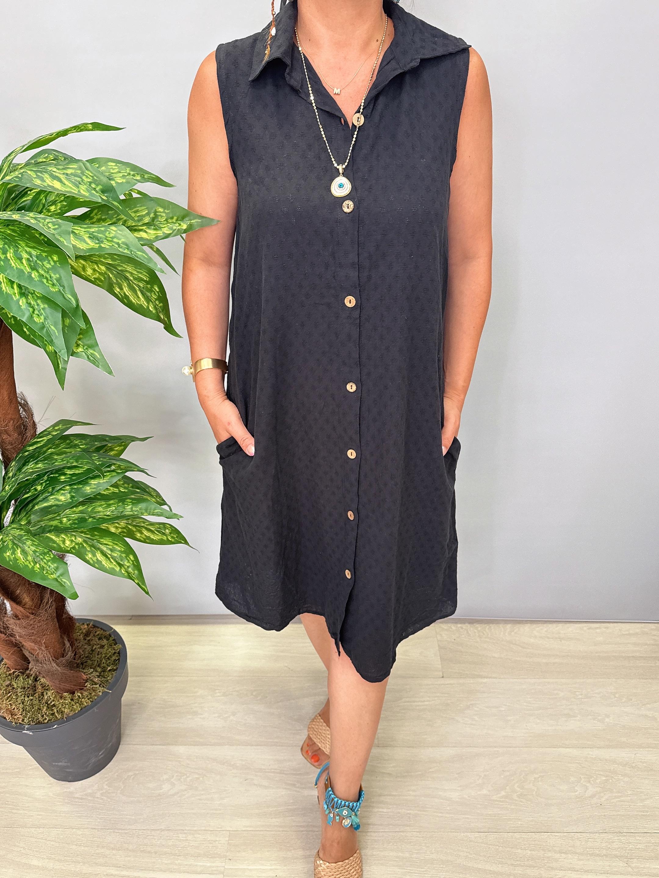 2288 Pamuklu Gömlek Elbise Siyah