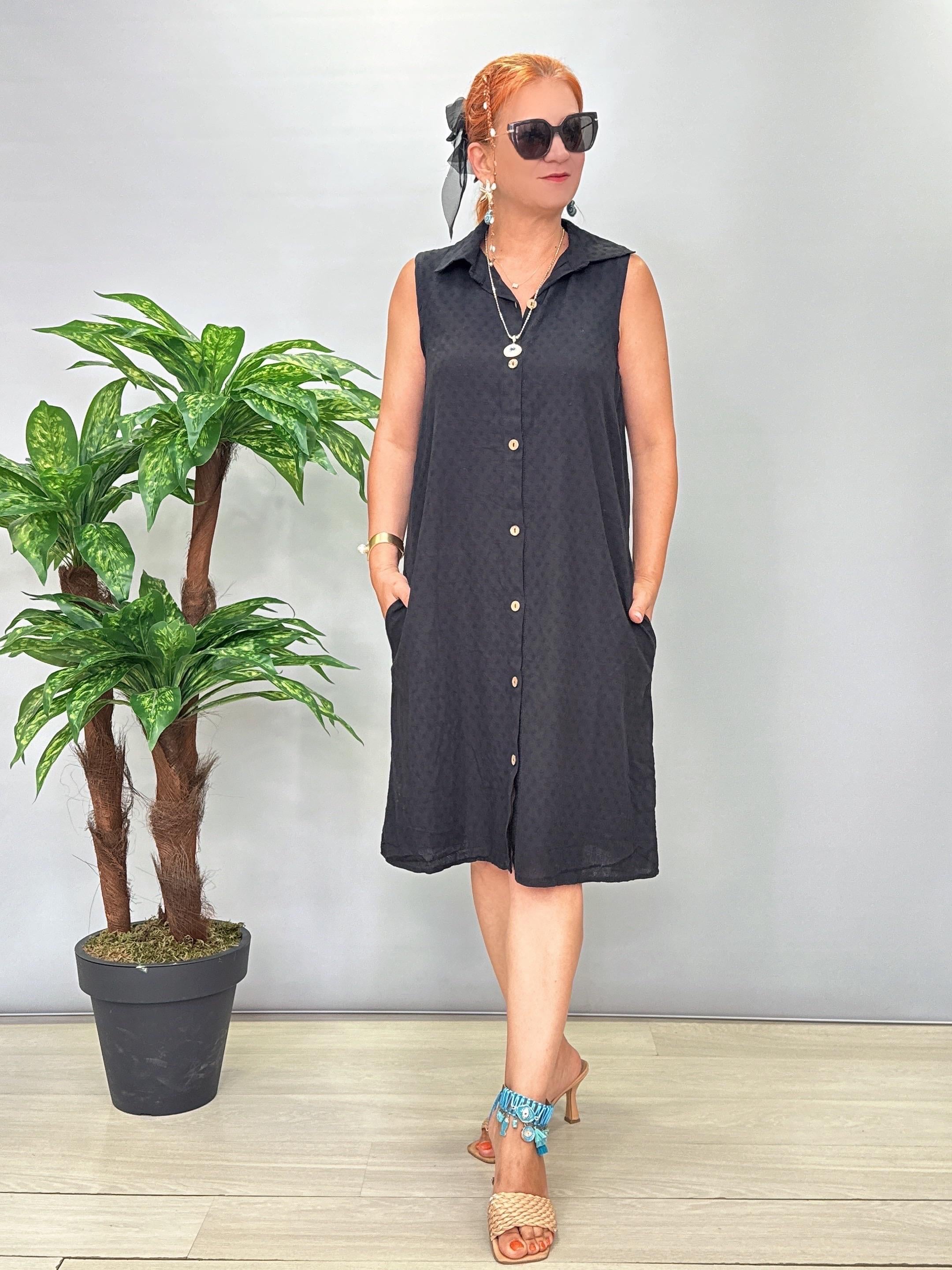 2288 Pamuklu Gömlek Elbise Siyah