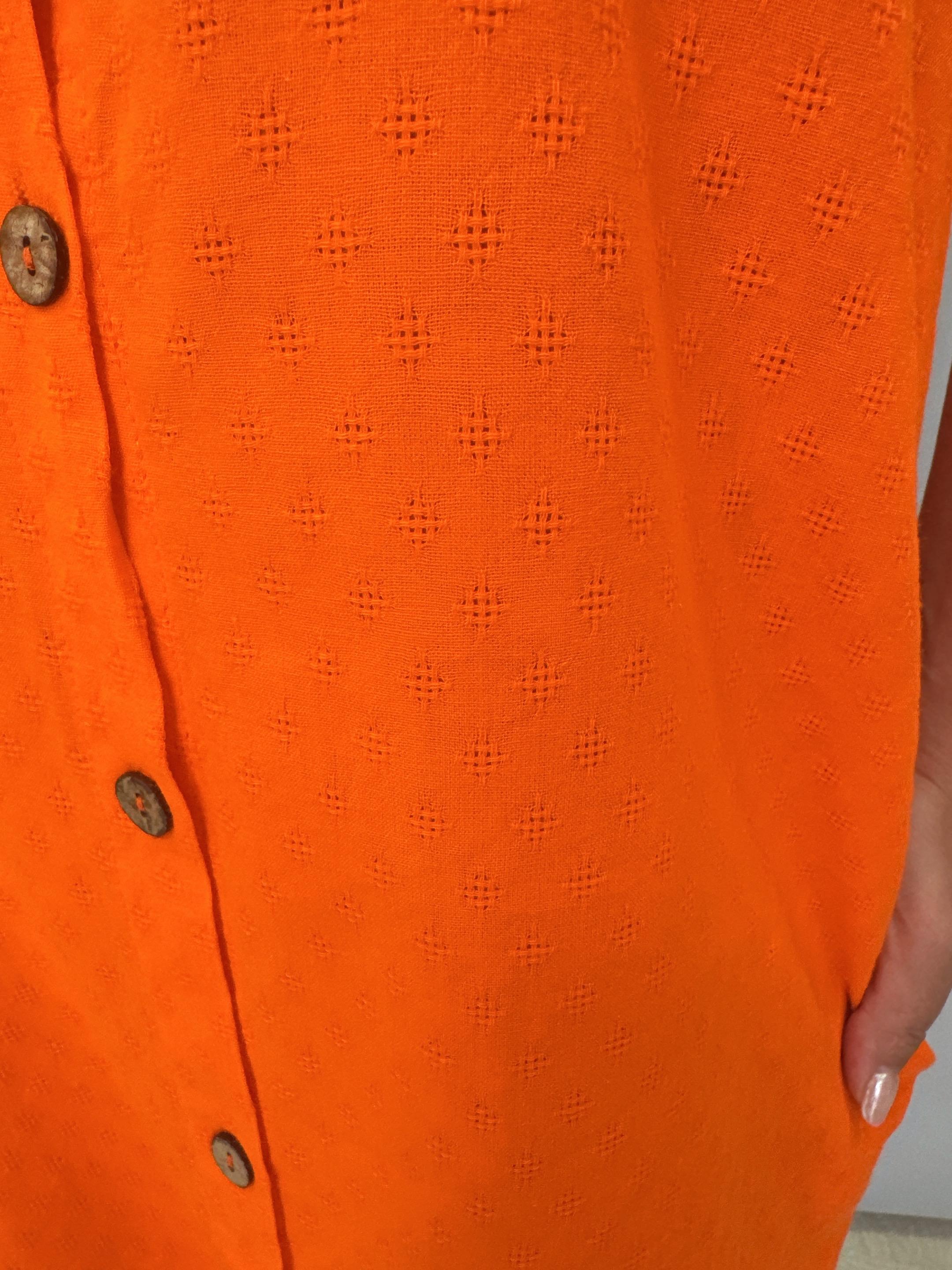 2288 Pamuklu Gömlek Elbise Turuncu