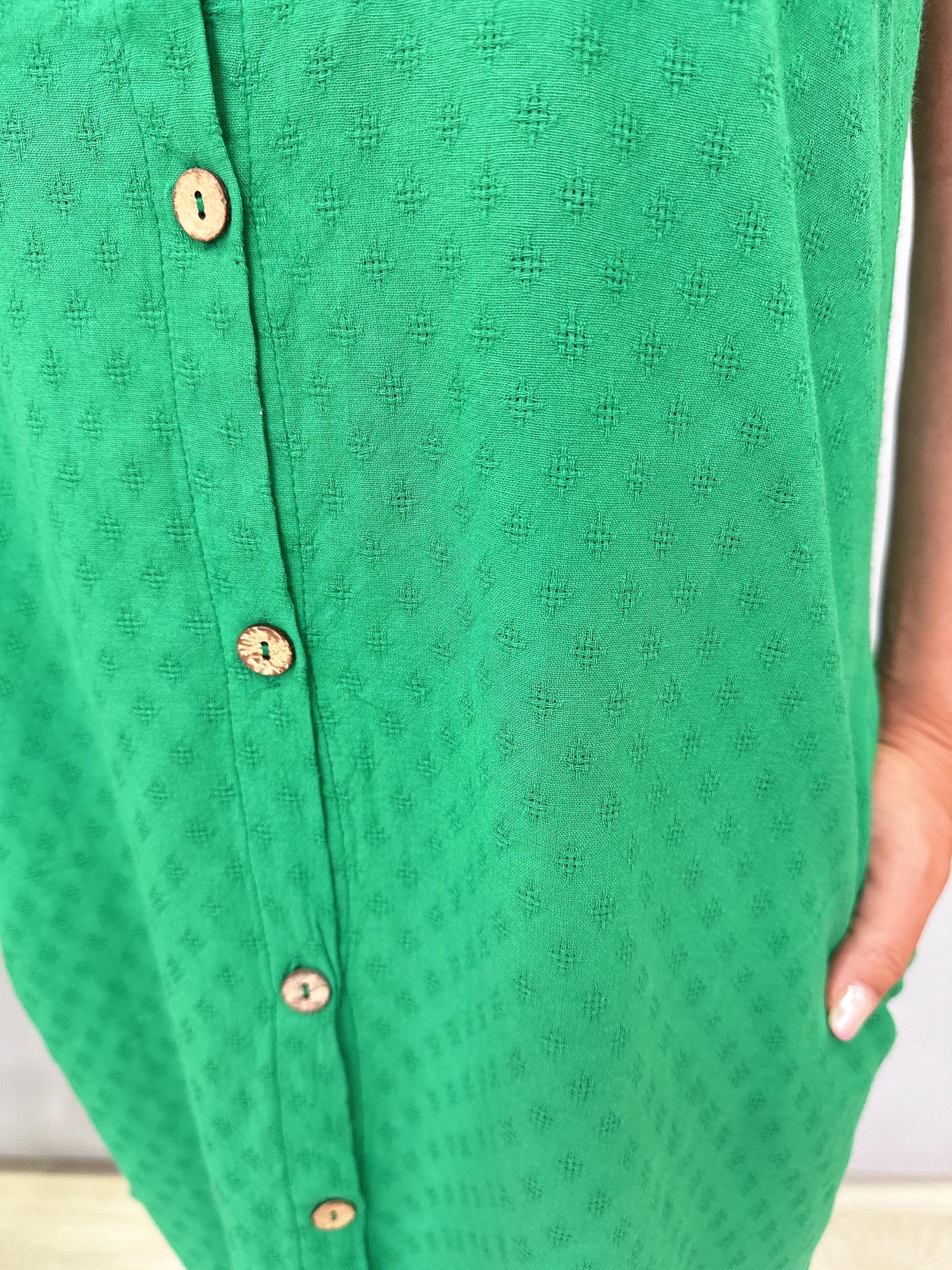 2288 Pamuklu Gömlek Elbise Yeşil