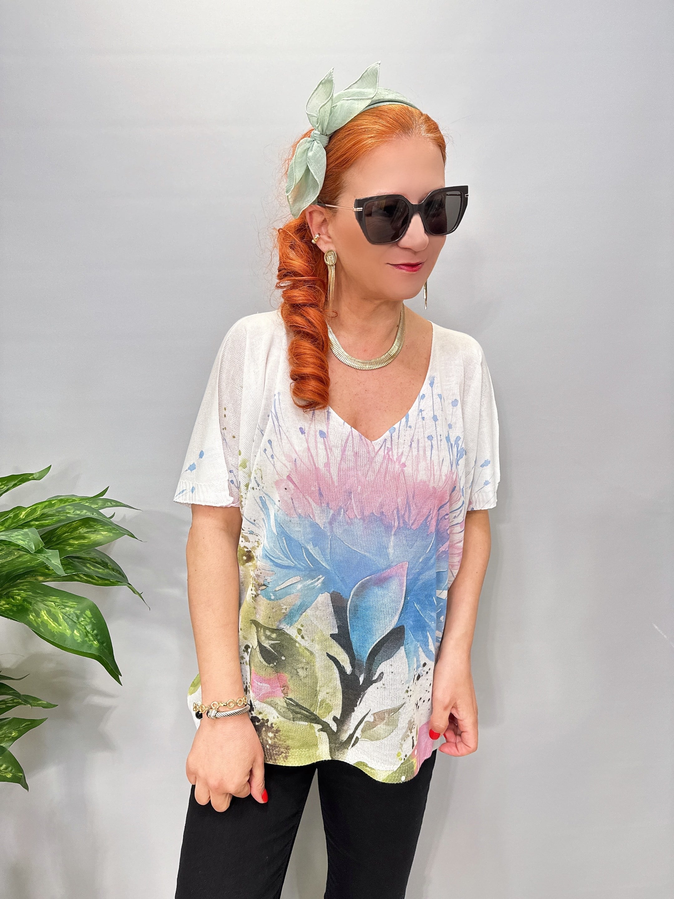 2295 Italyan Dijital Baskı Merserize Bluz 