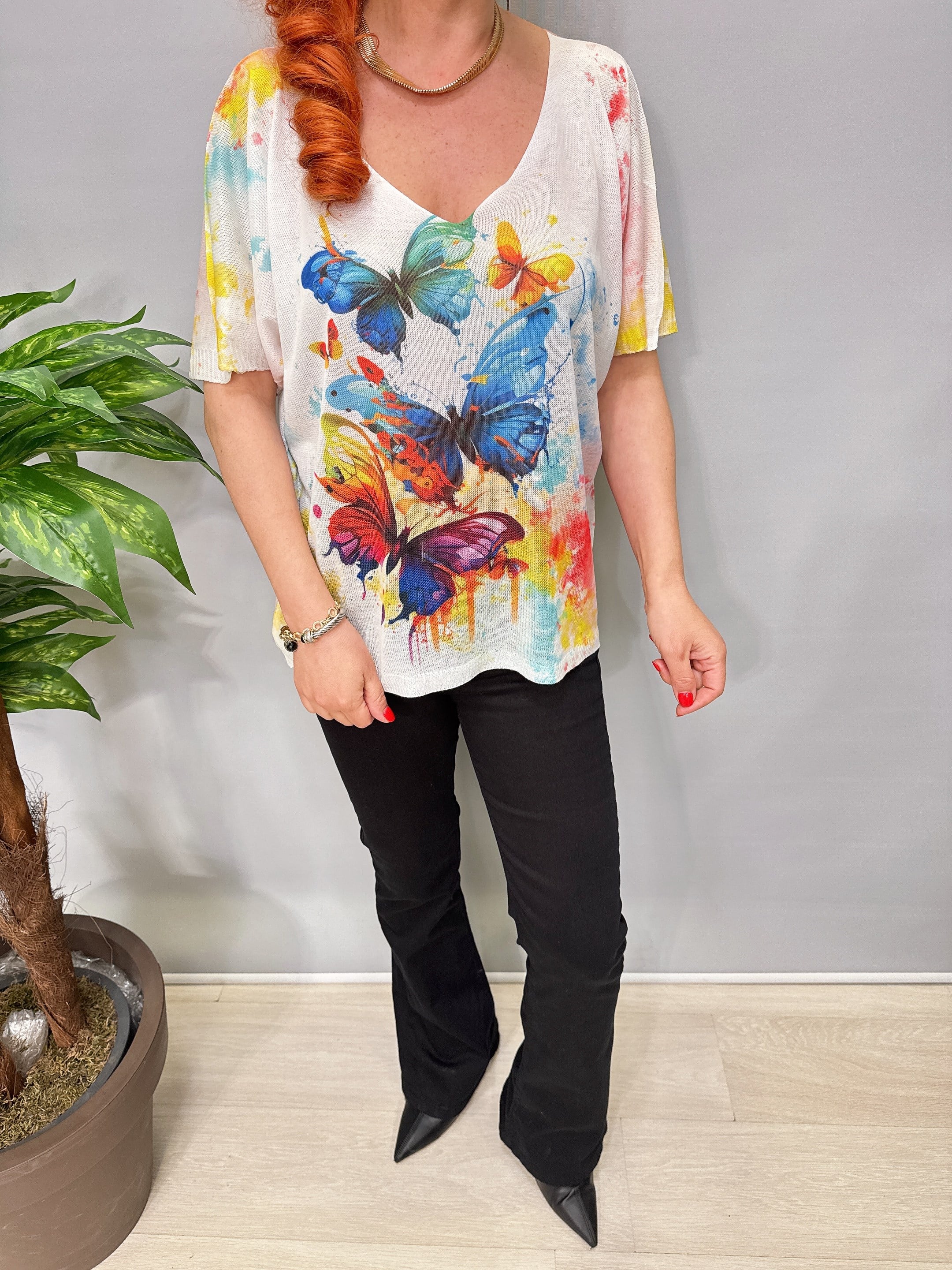 2295 Italyan Dijital Baskı Merserize Bluz 