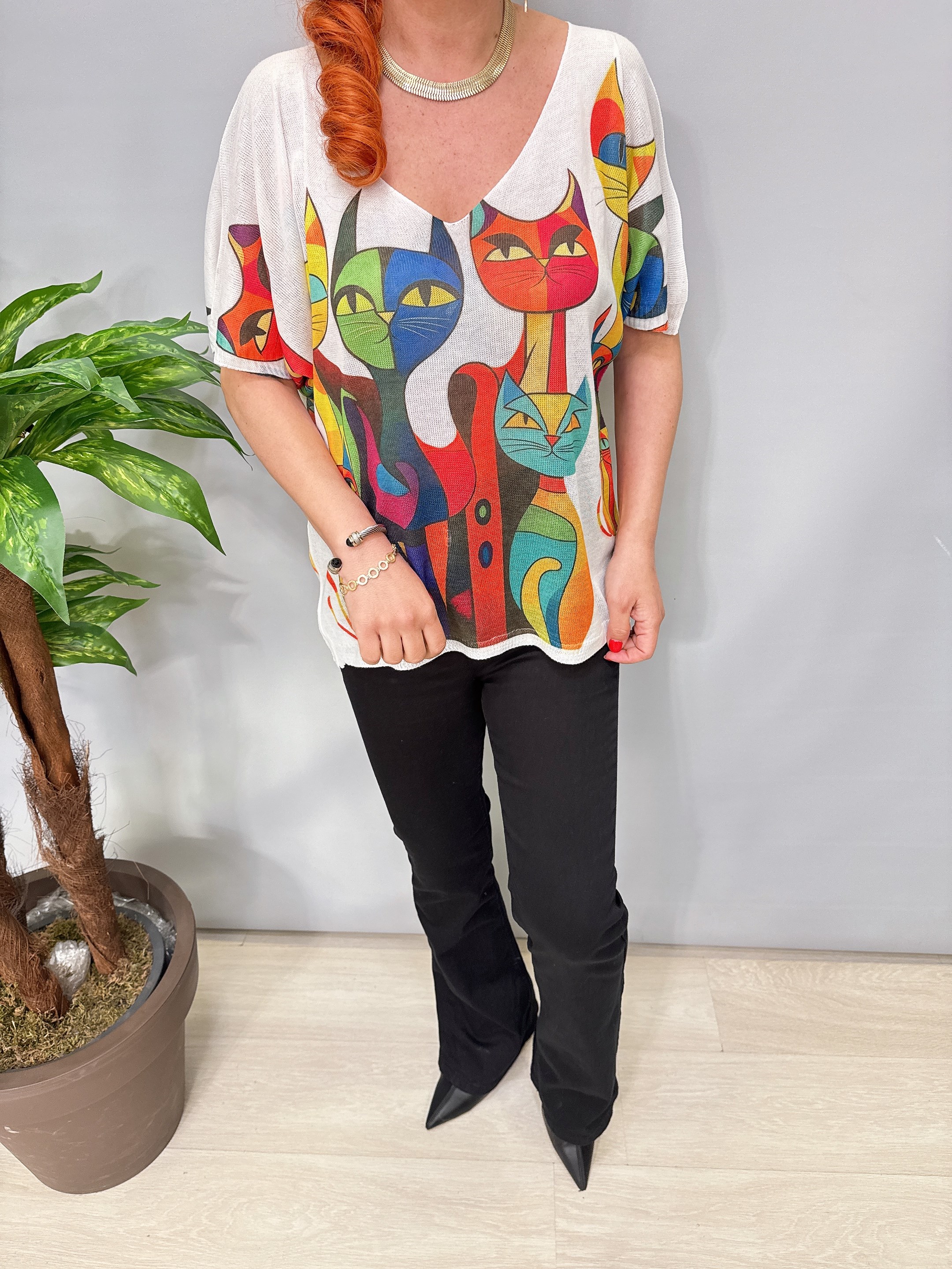 2295 Italyan Dijital Baskı Merserize Bluz 