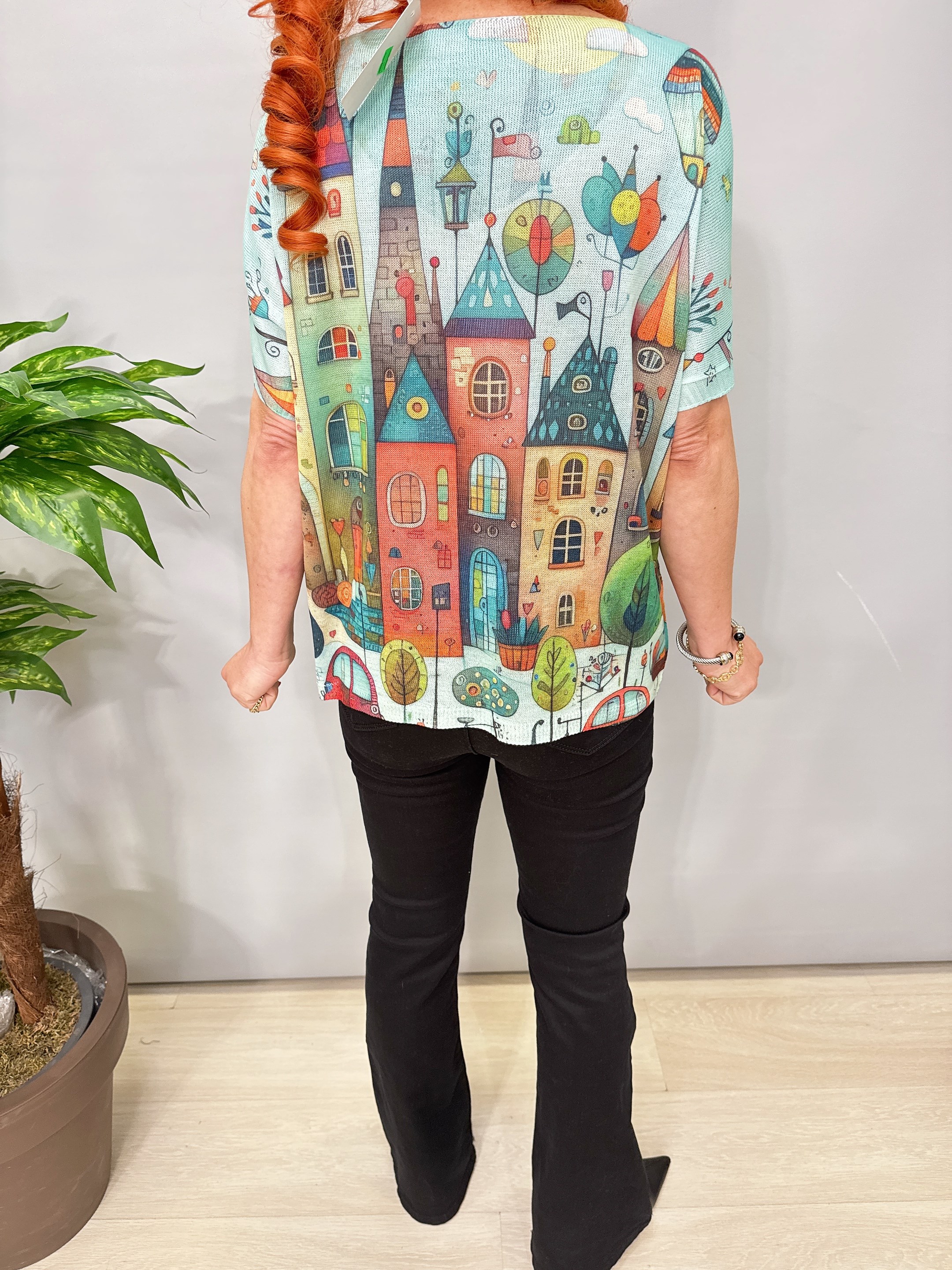 2295 Italyan Dijital Baskı Merserize Bluz 