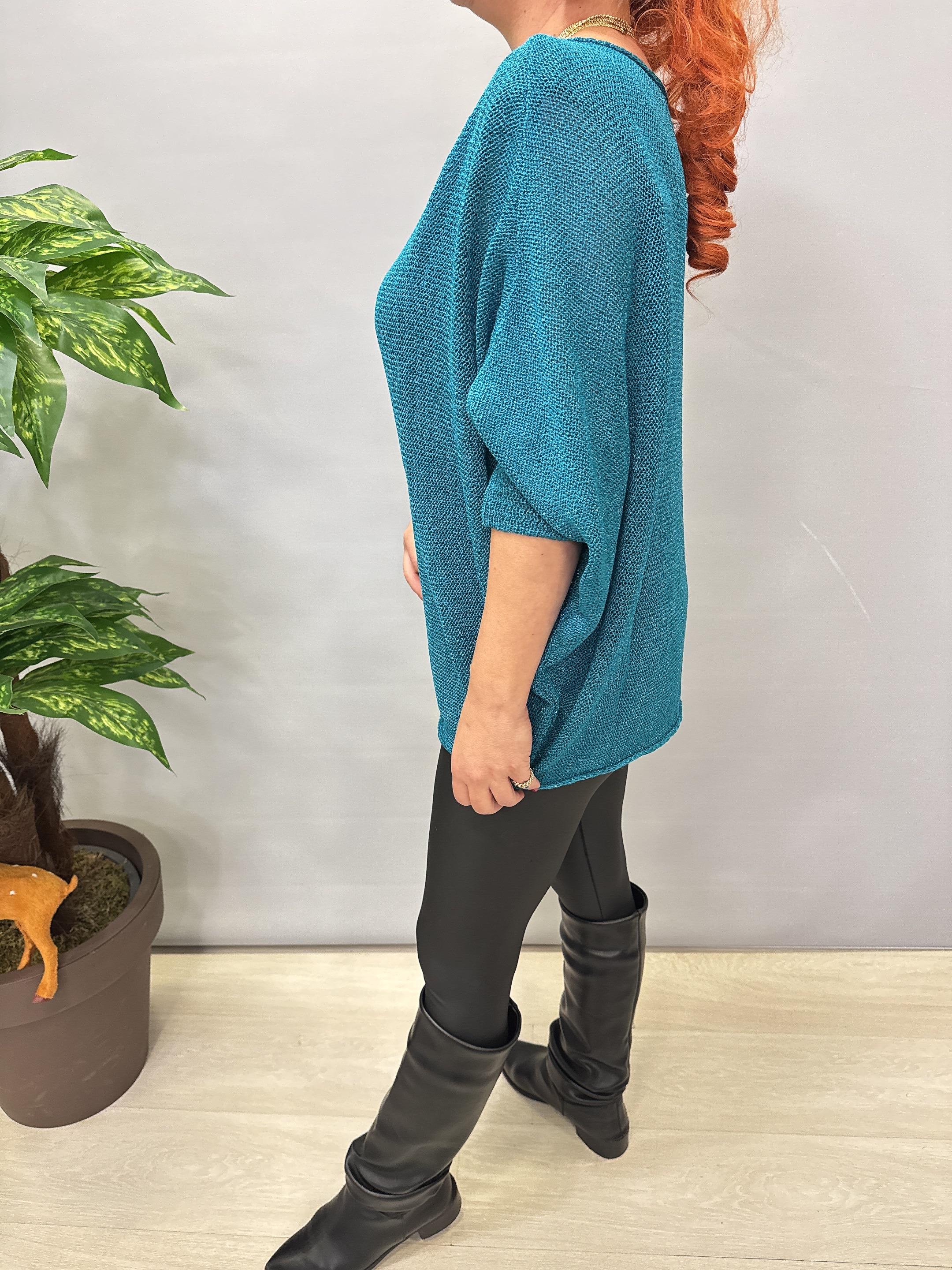 2320 Merserize Triko Bluz Turkuaz