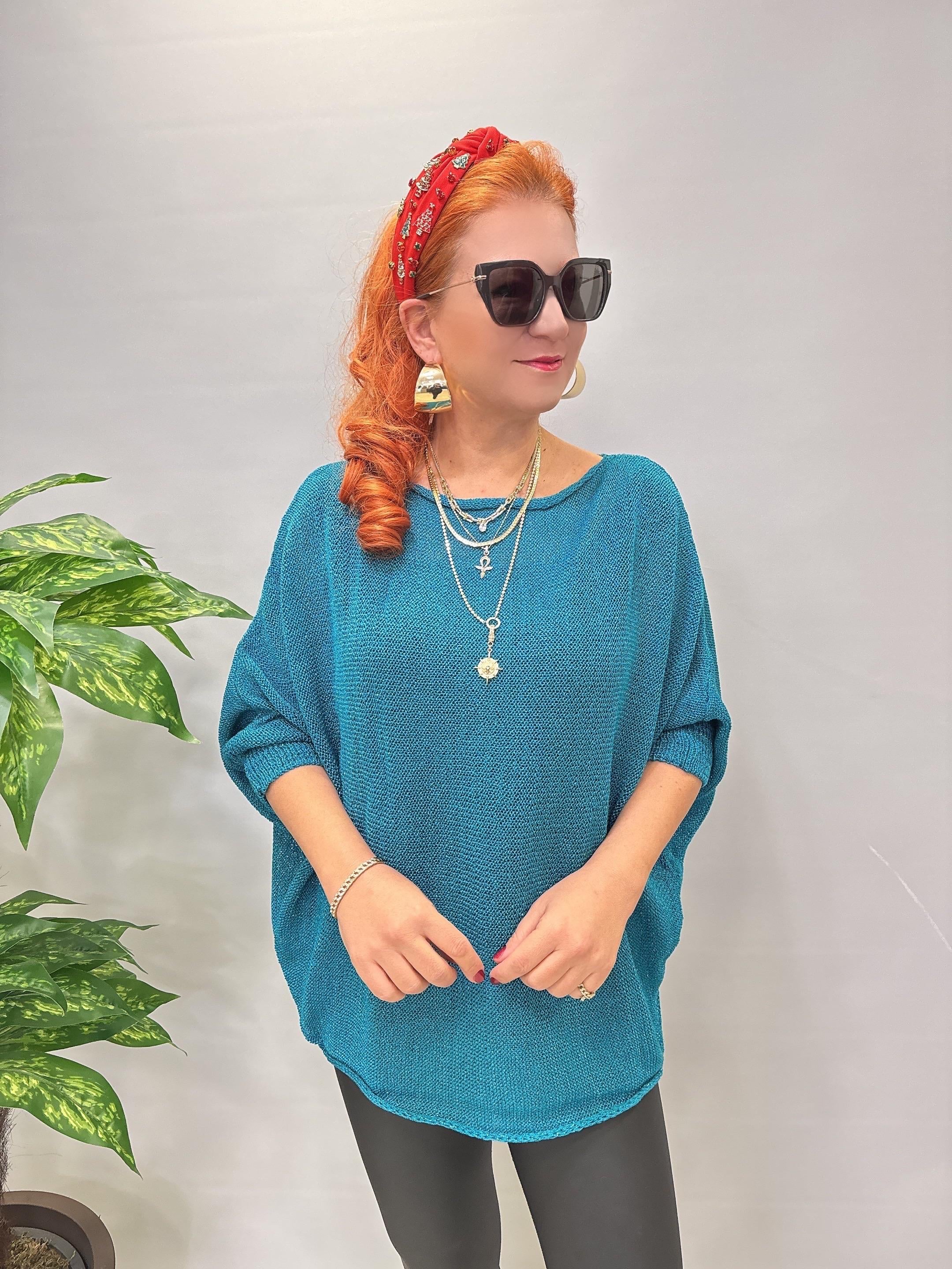 2320 Merserize Triko Bluz Turkuaz