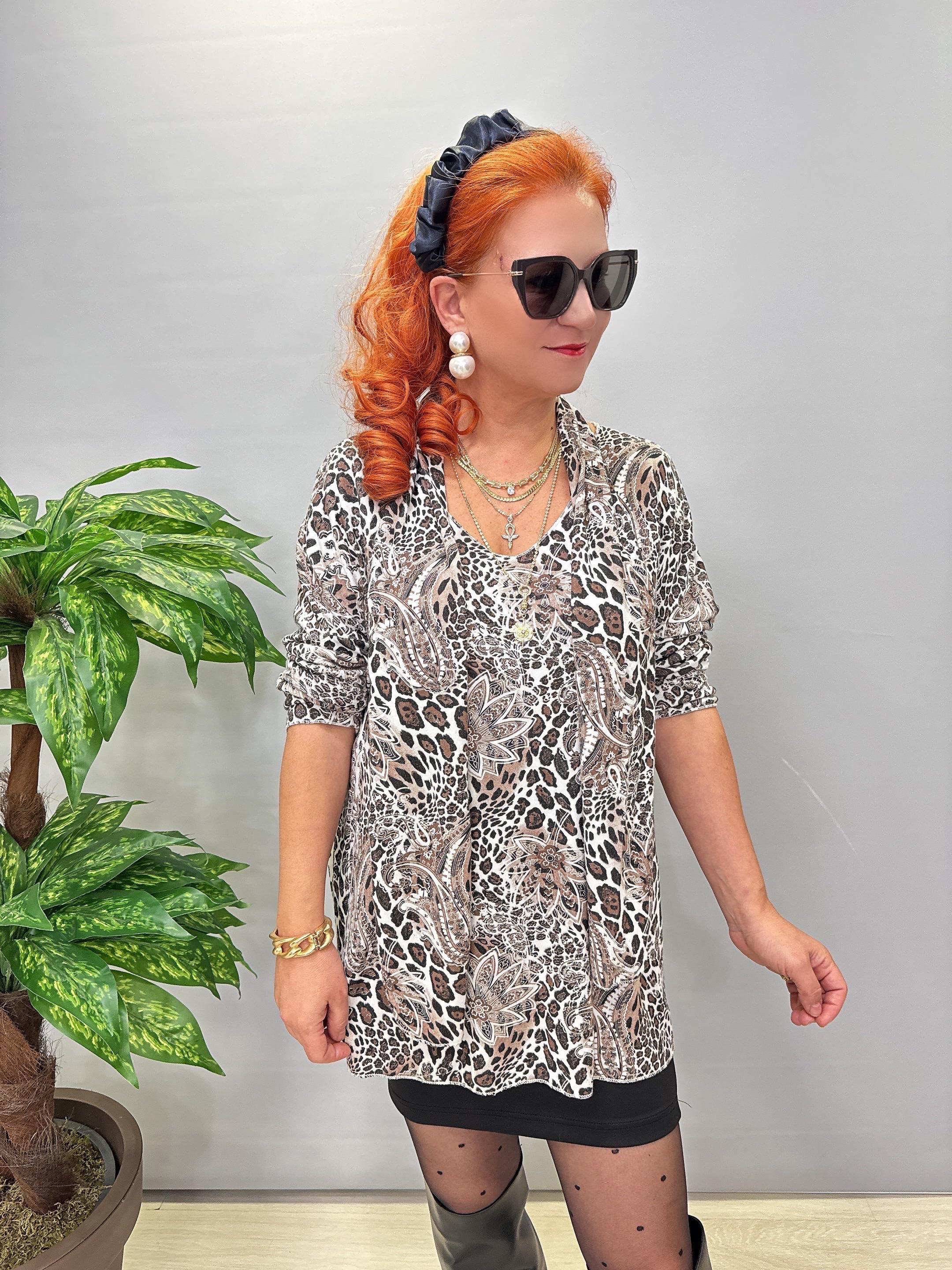 2322 Italyan Desenli Triko Bluz 