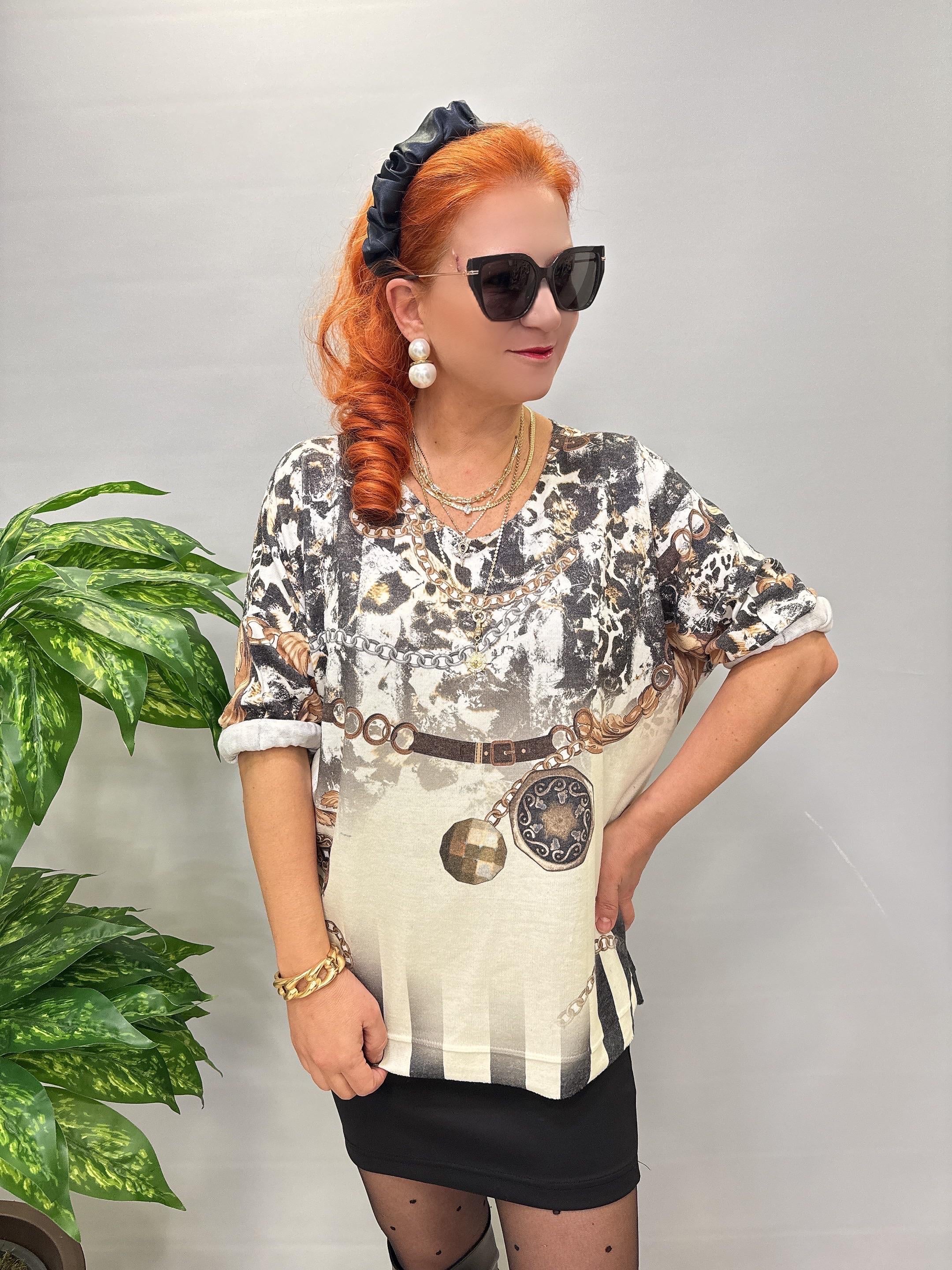 2322 Italyan Desenli Triko Bluz 