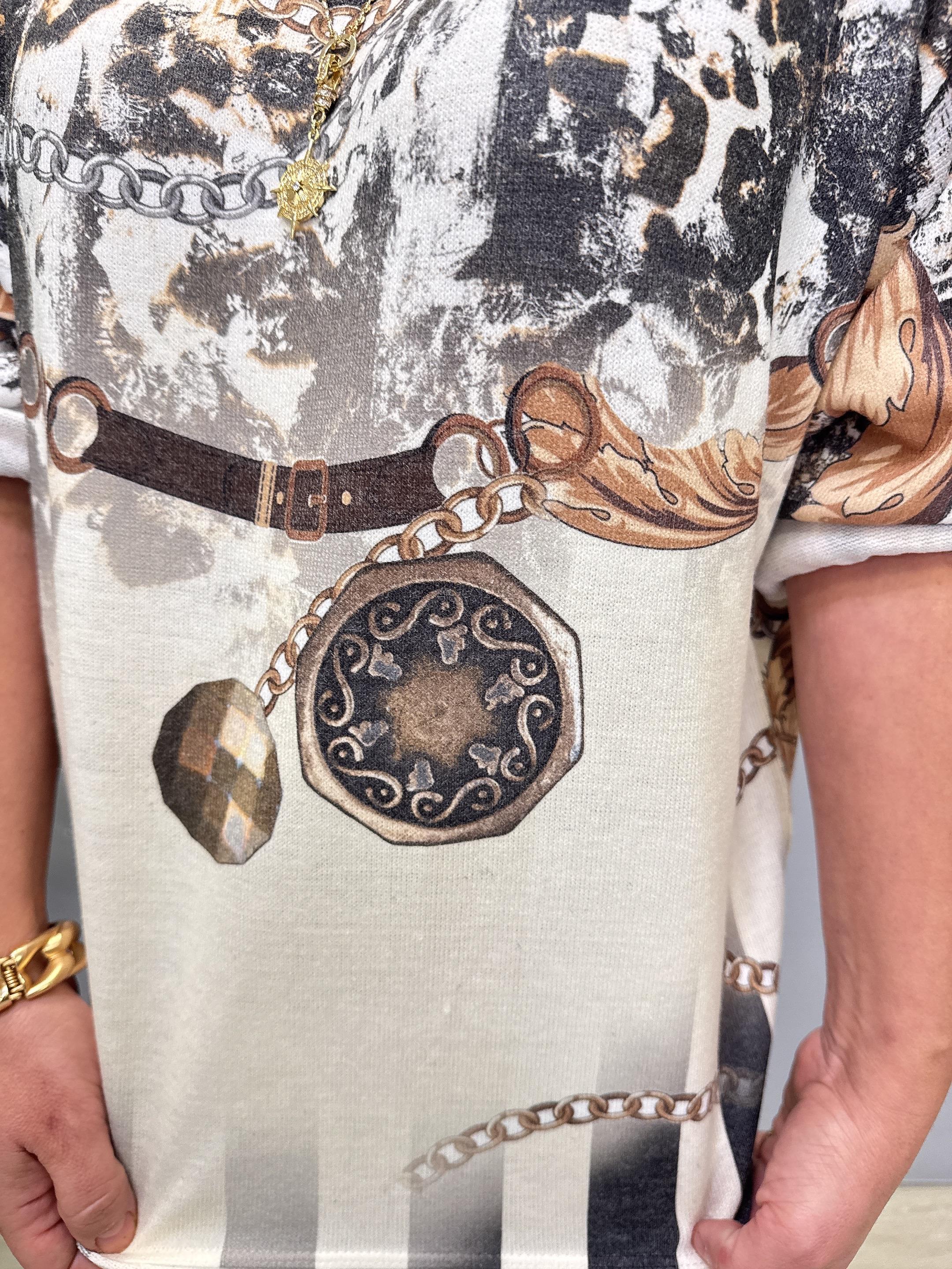 2322 Italyan Desenli Triko Bluz 