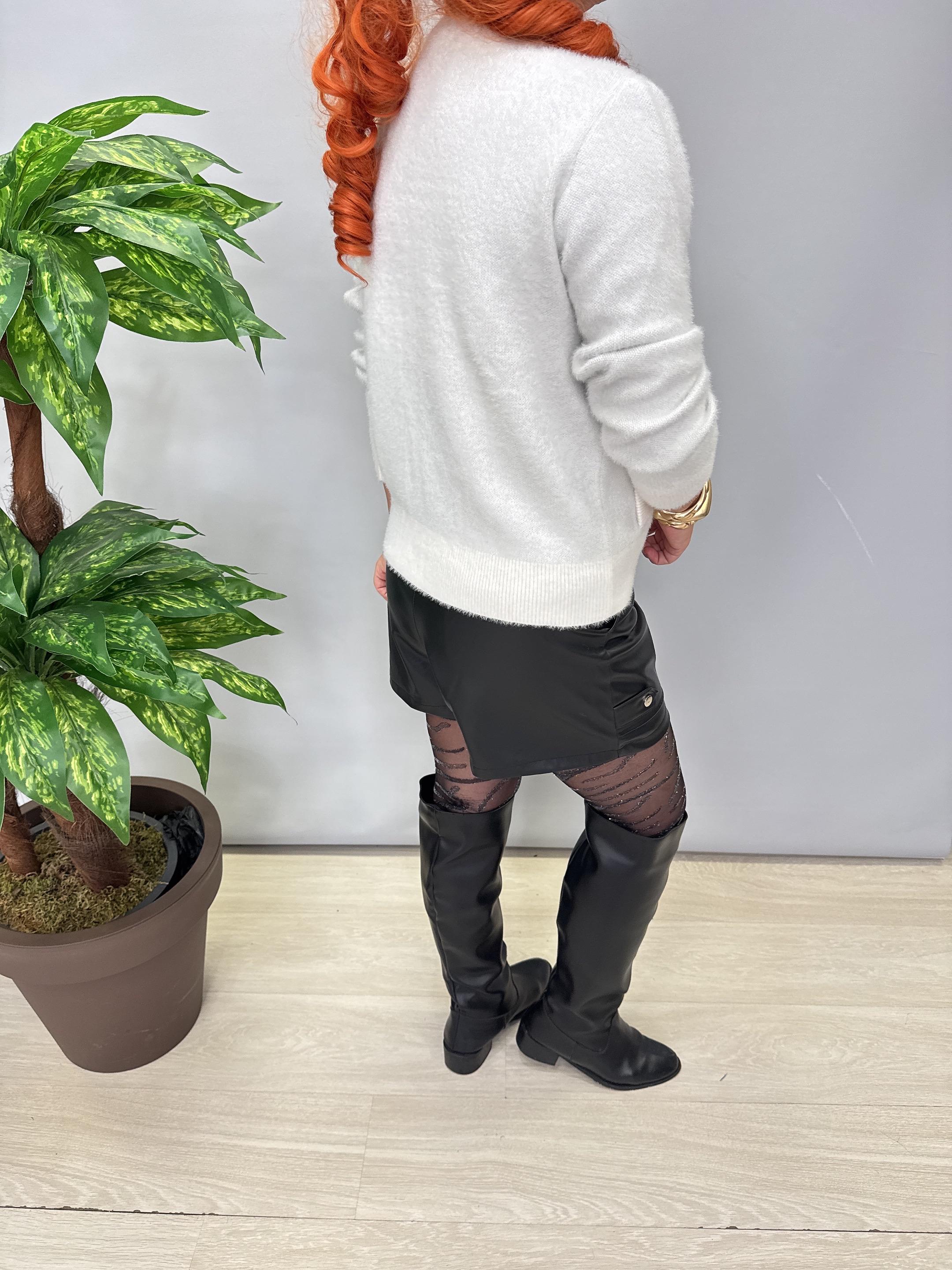 2323 Angora Simli Hırka-Ceket Kirli Ekru