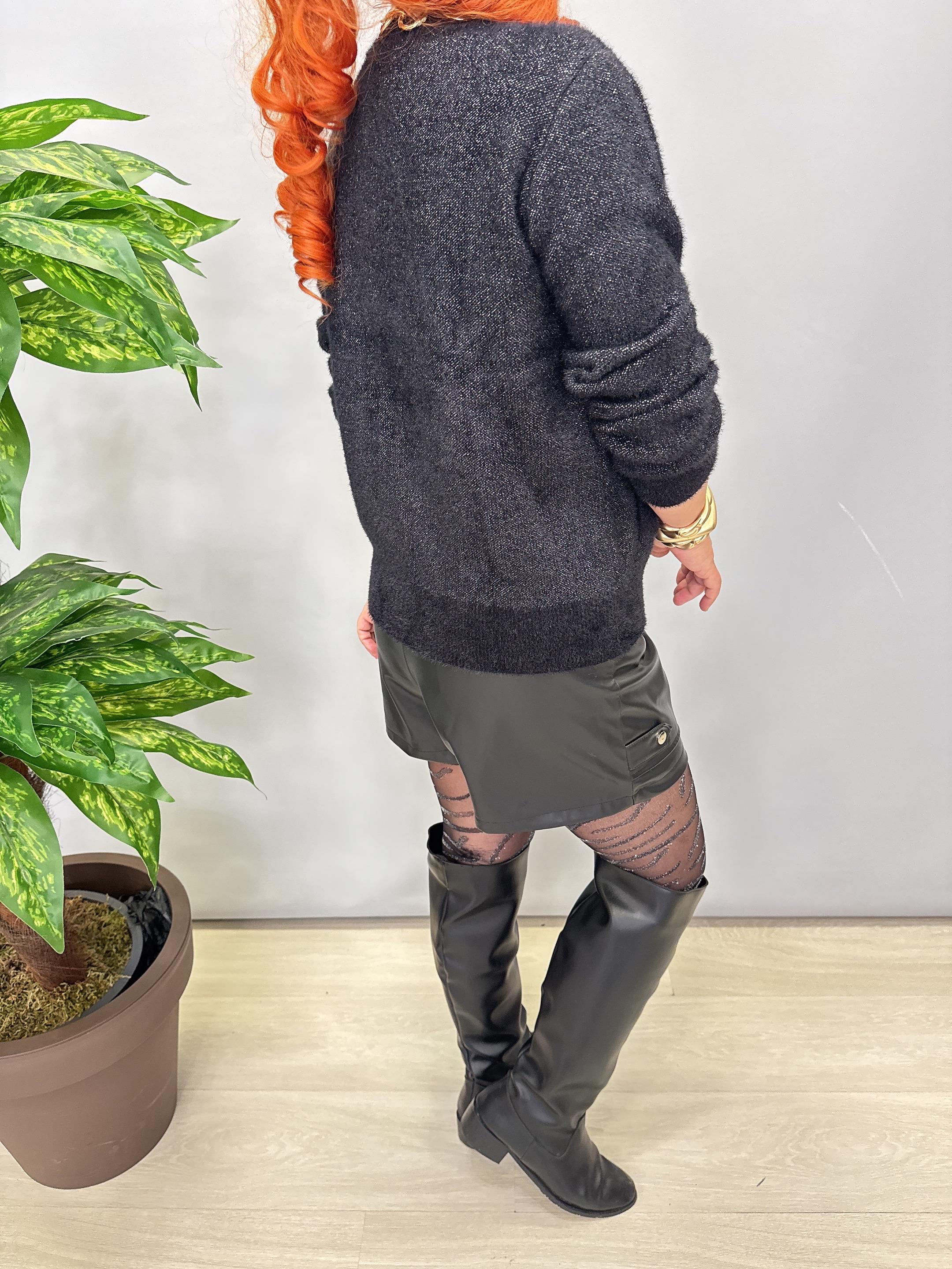 2323 Angora Simli Hırka-Ceket Sİyah