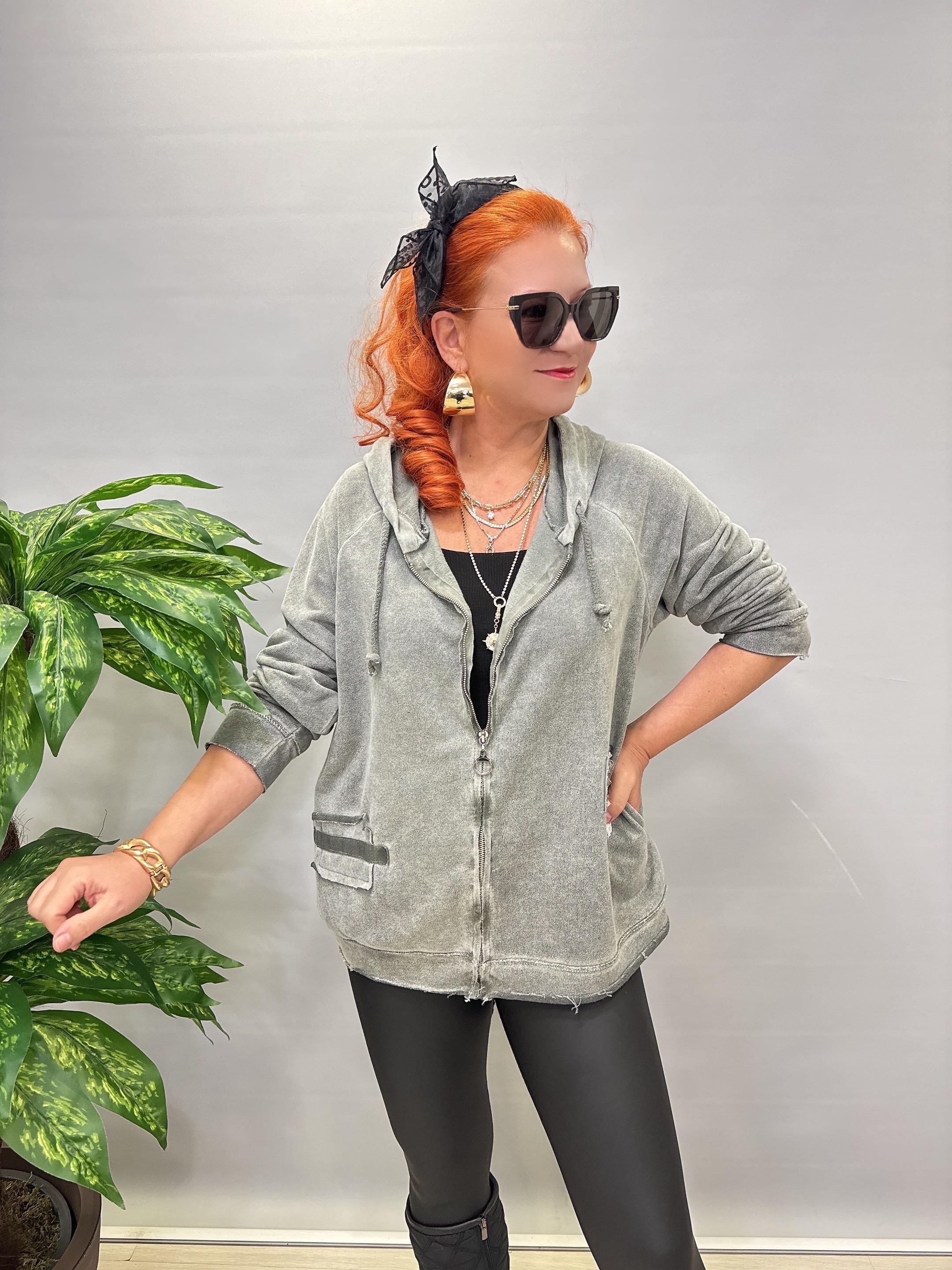 2343 Italyan Sweat Ceket Yeşil Tonu