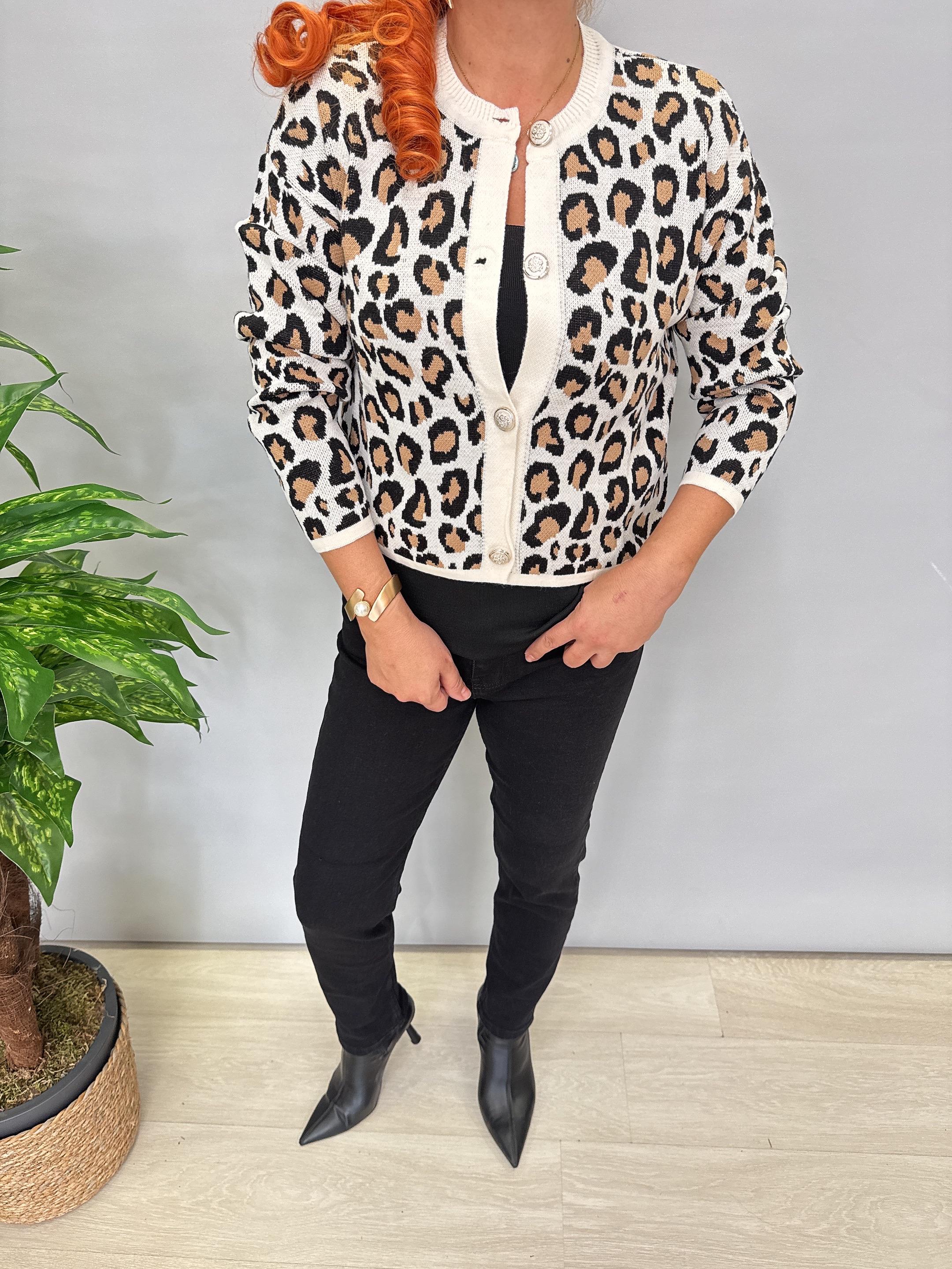 2348 Triko Leopar Desen Kısa Hırka