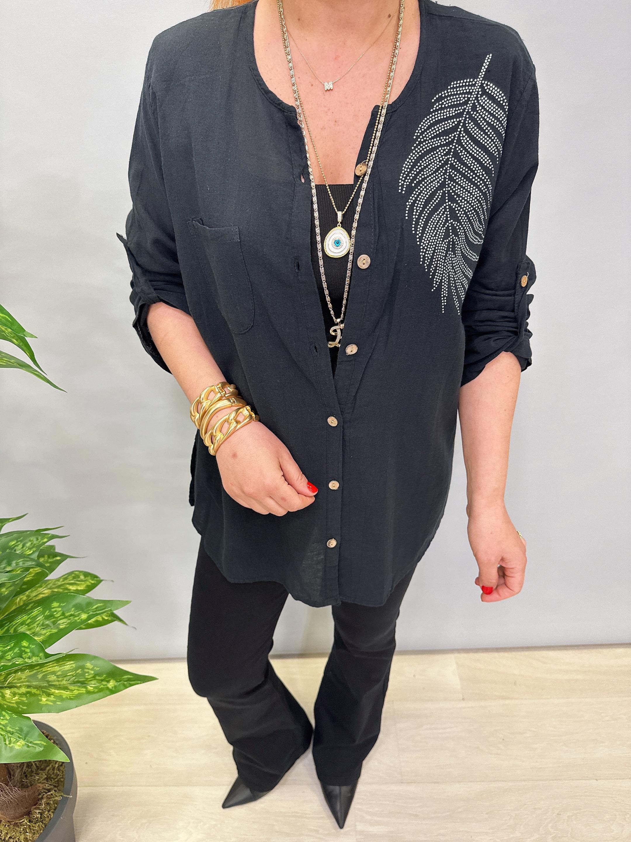 2519 PAMUKLU İNCE GÖMLEK CEKET SİYAH