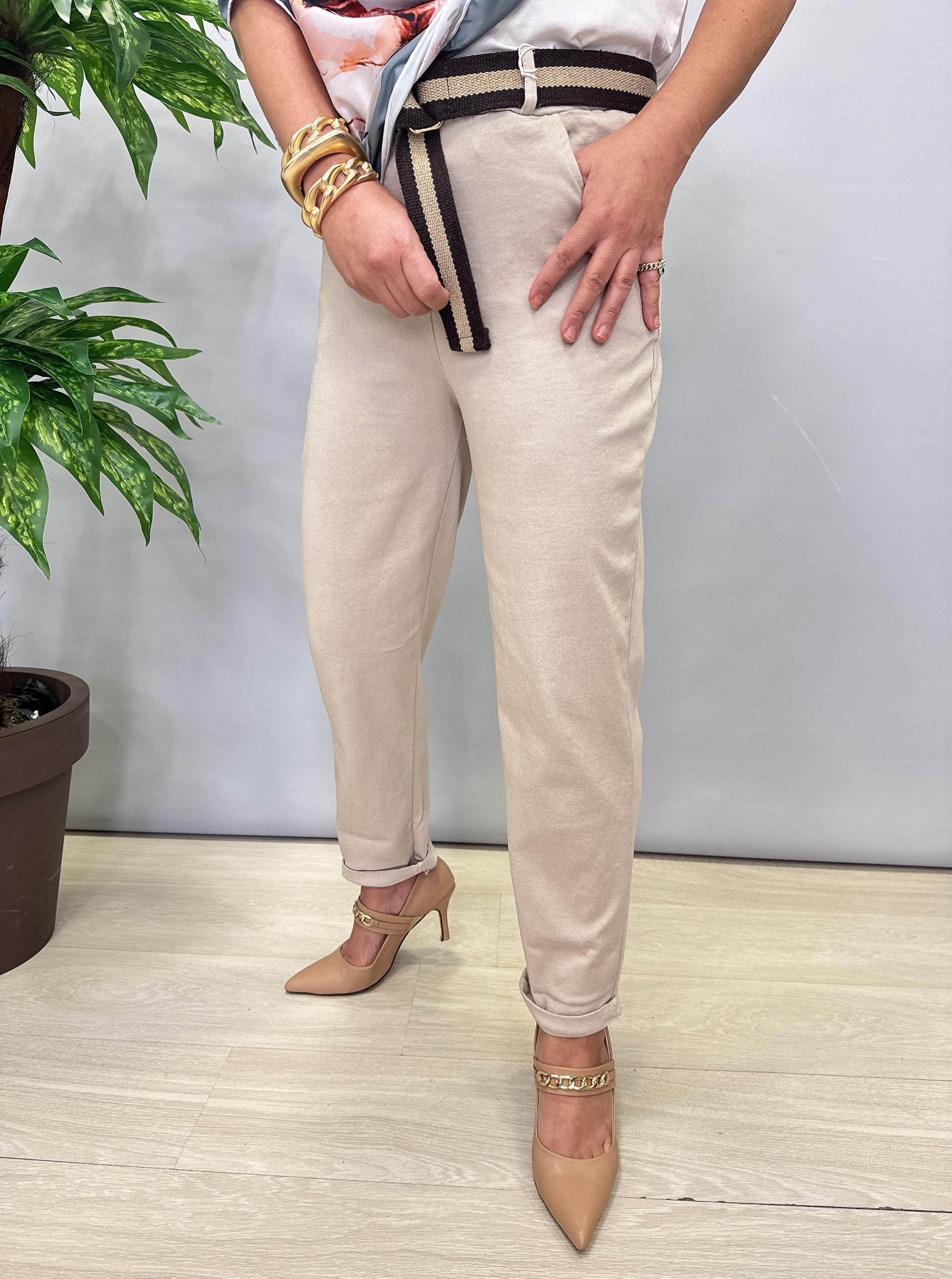 2364 Italyan Canvas Pantolon Taş