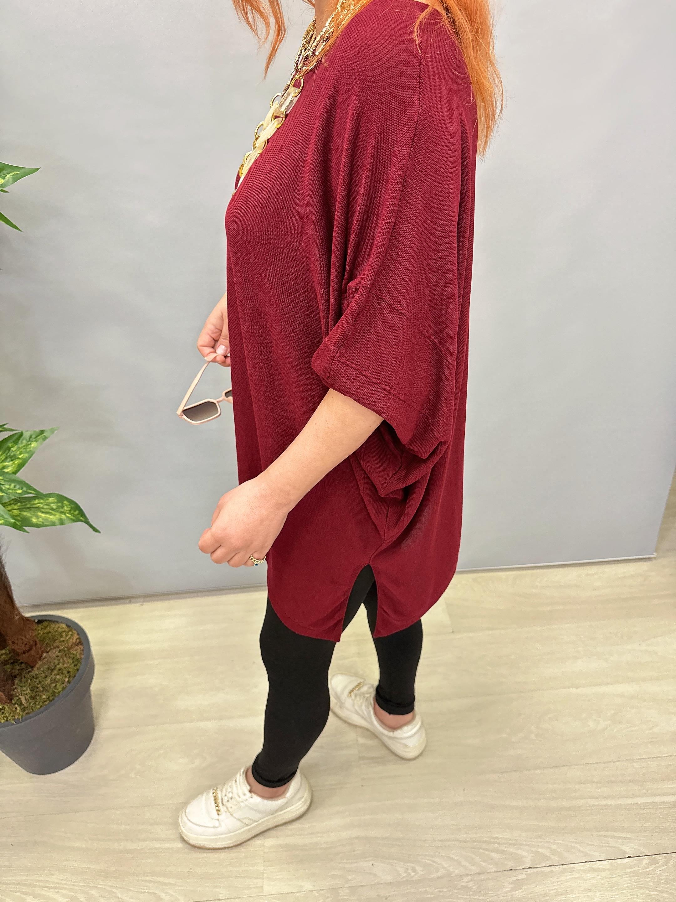 2510 TASARIM ASİMETRİK İNCE TRİKO BORDO