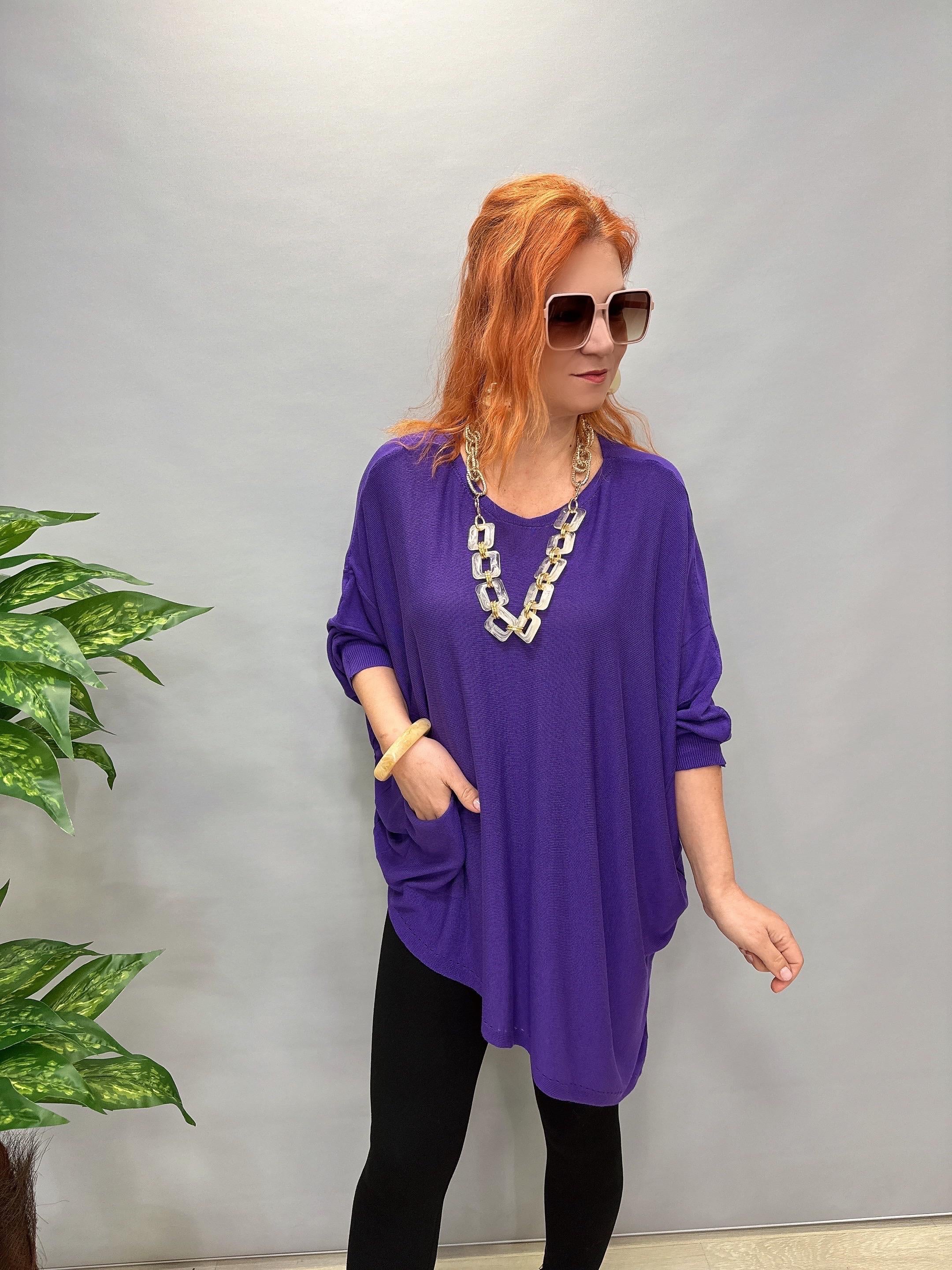 2510 TASARIM ASİMETRİK İNCE TRİKO MOR