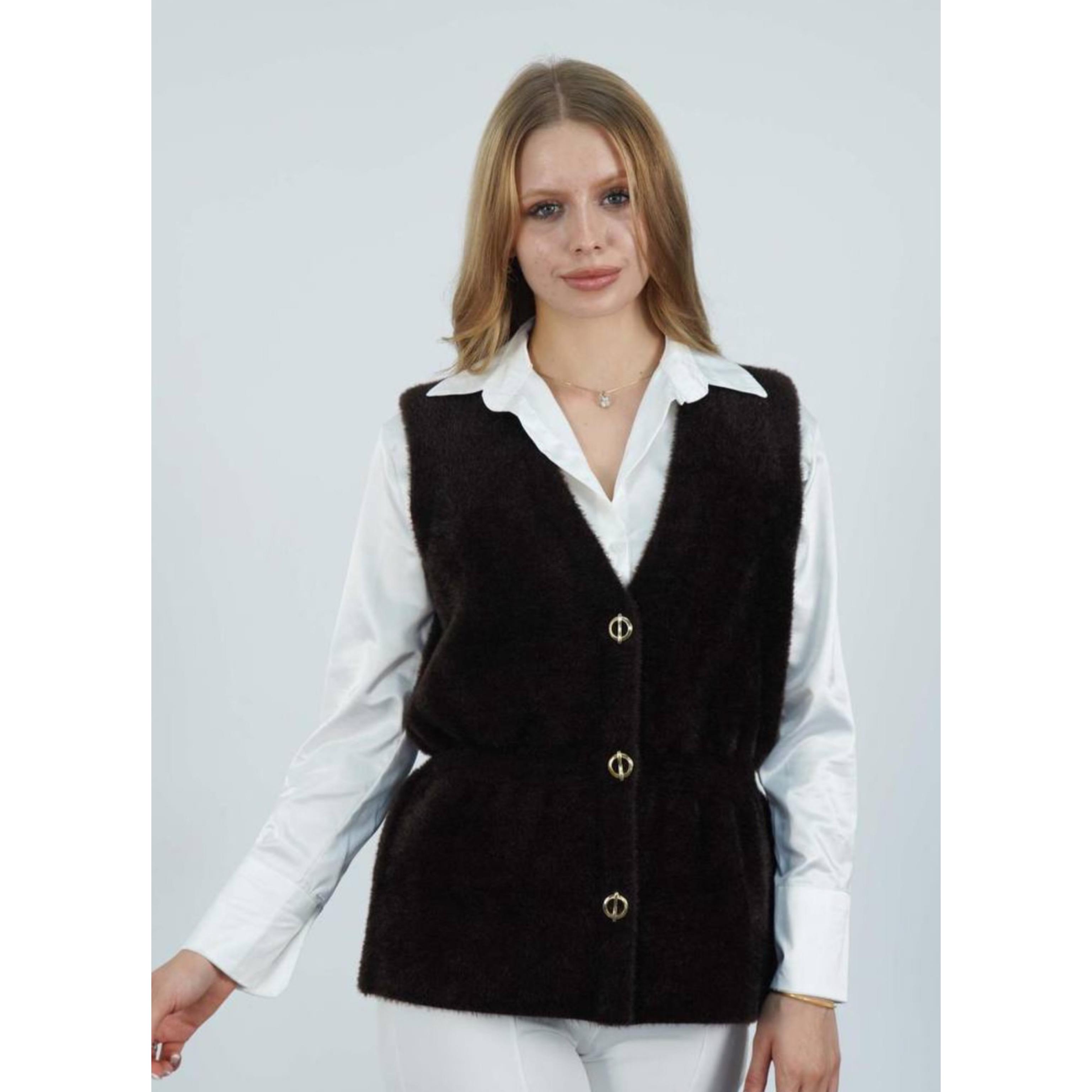 2515 Angora Yelek Siyah