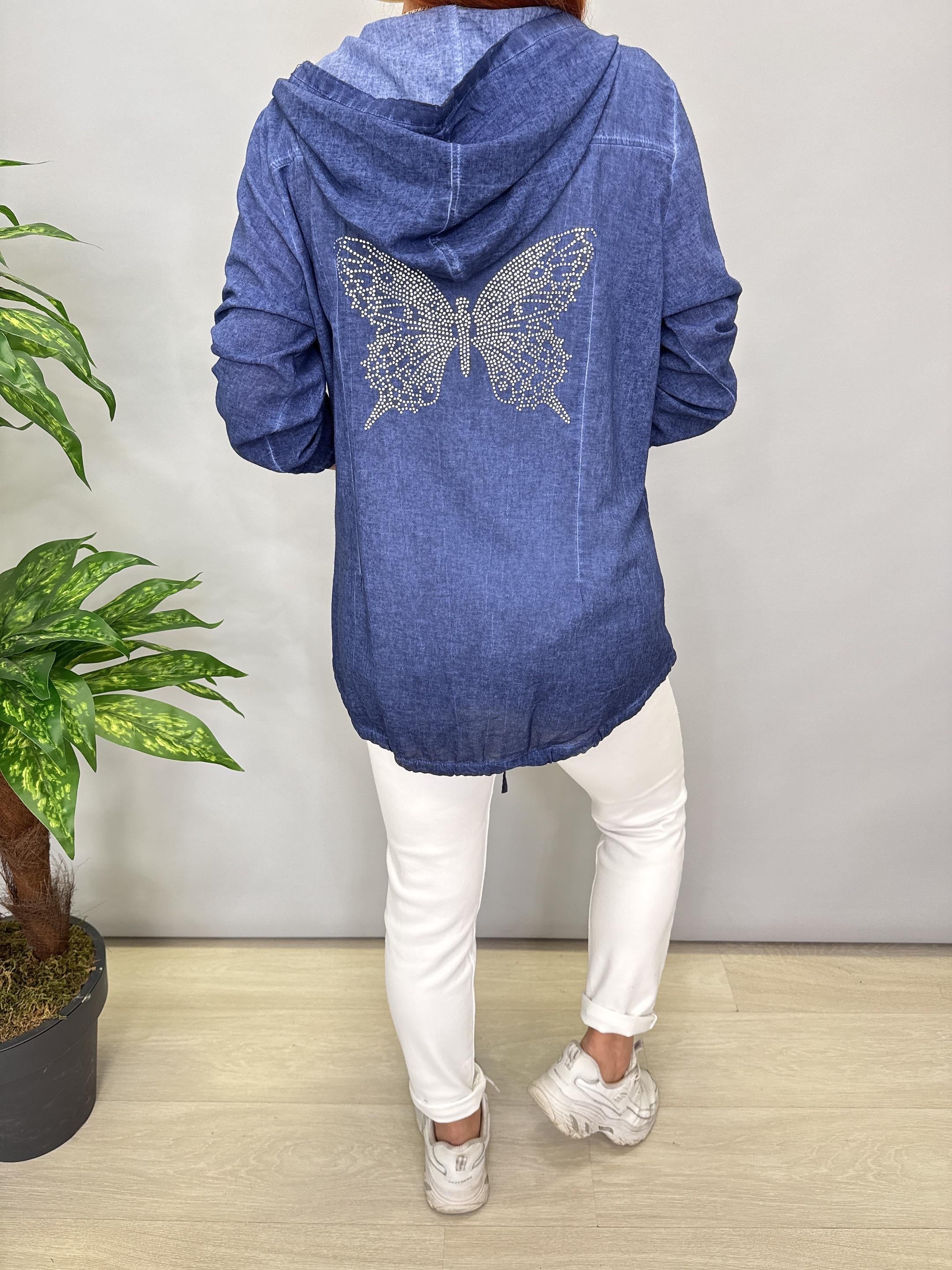 2519 PAMUKLU MEVSİMLİK İNCE CEKET MAVİ