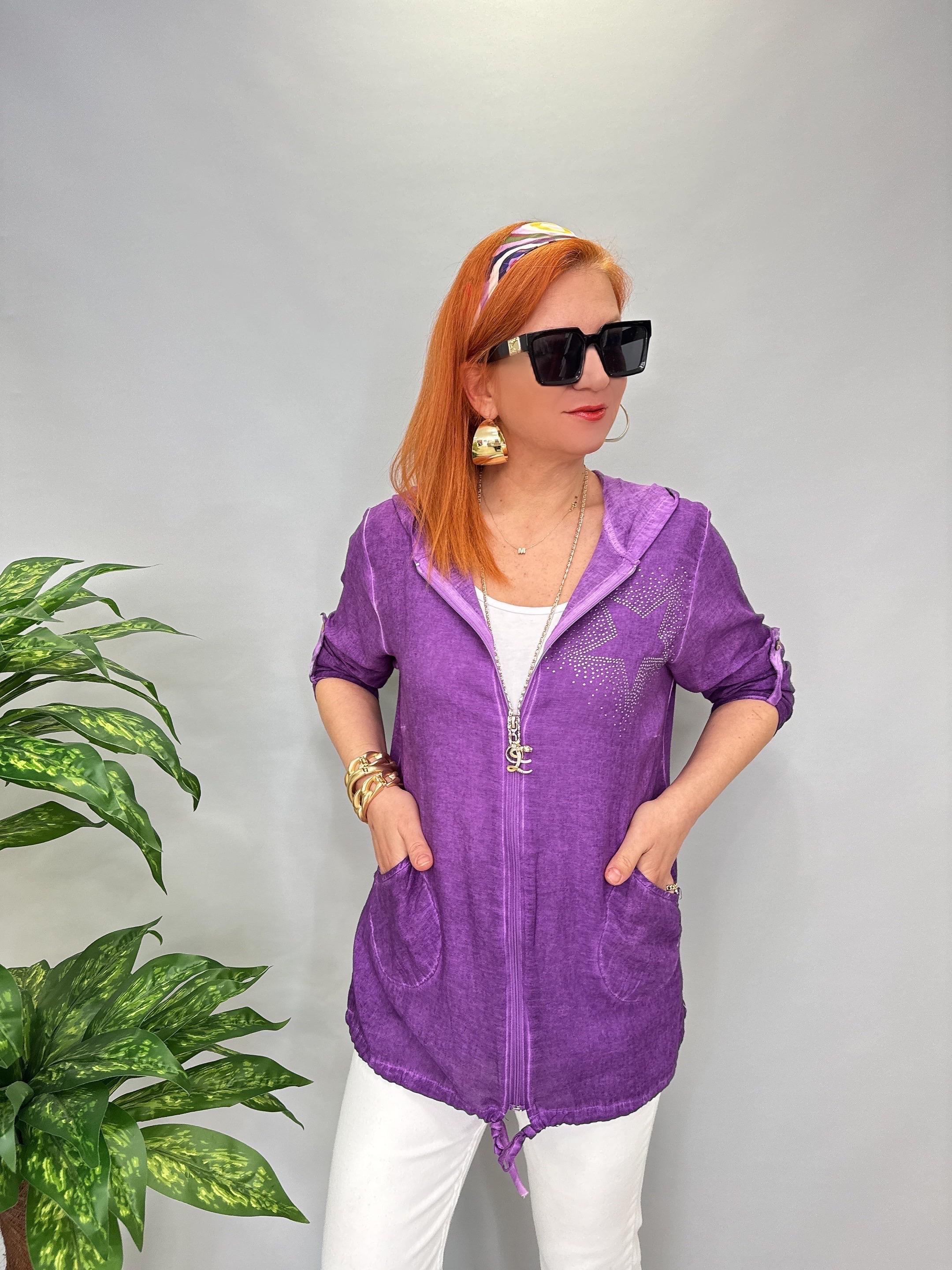 2519 PAMUKLU MEVSİMLİK İNCE CEKET MOR 